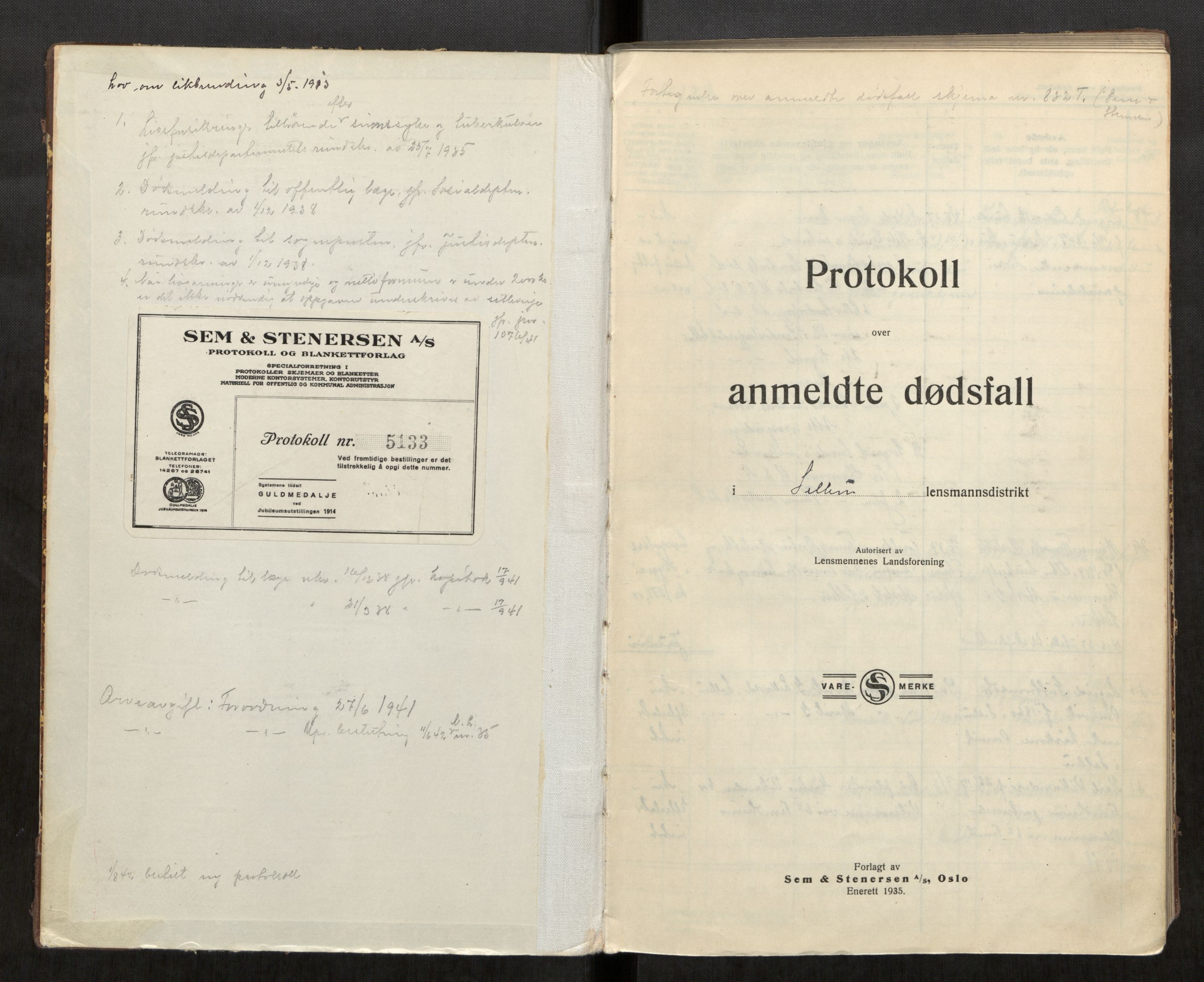 Selbu lensmannskontor, AV/SAT-A-1081/2/G/Ga/L0004: Dødsfallsprotokoll, 1937-1942