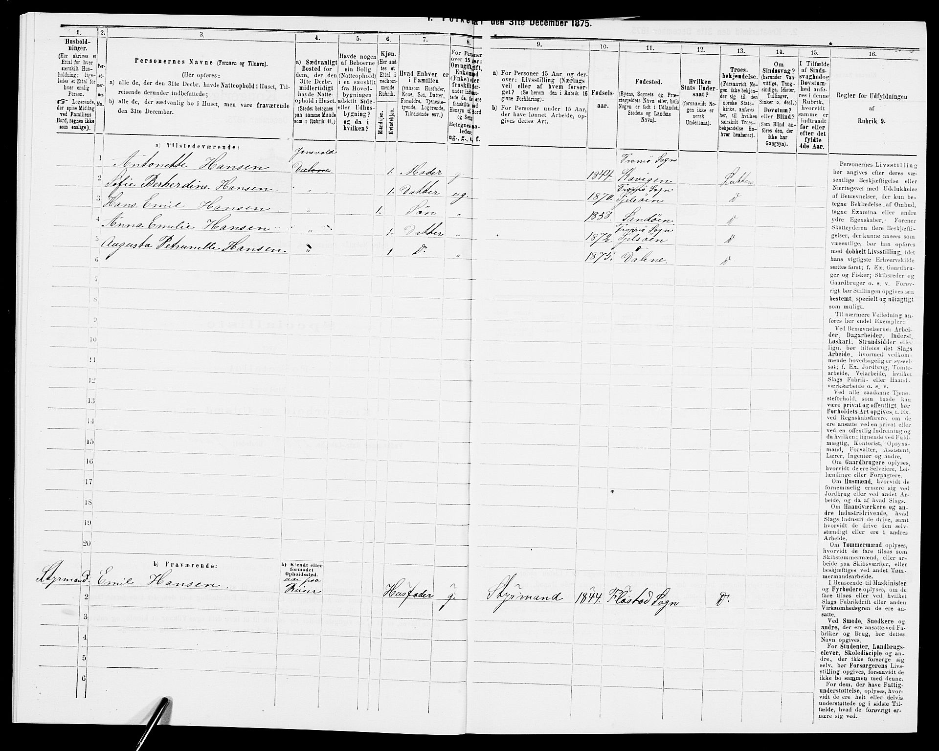 SAK, 1875 census for 0918P Austre Moland, 1875, p. 2051