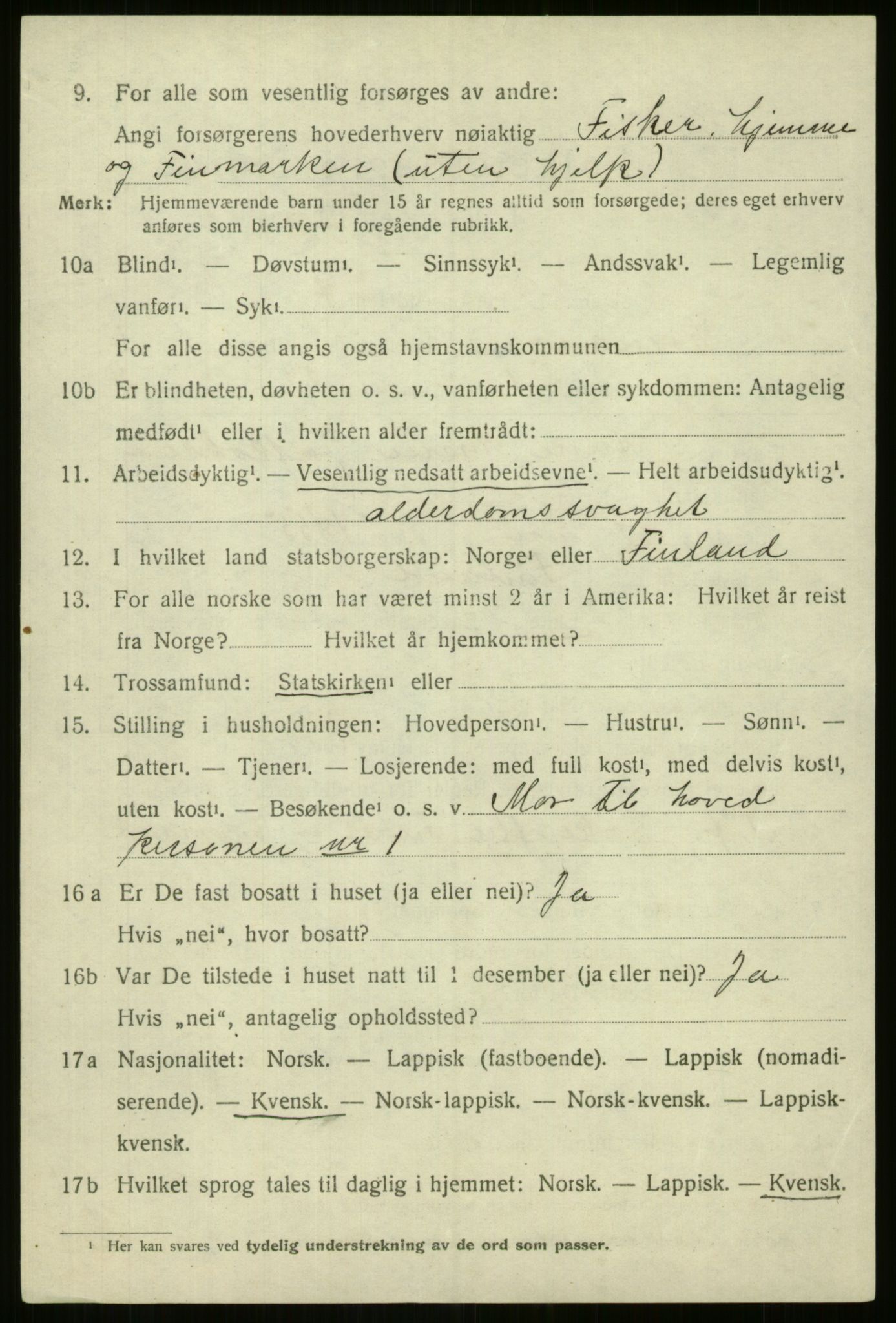 SATØ, 1920 census for Kvænangen, 1920, p. 3081