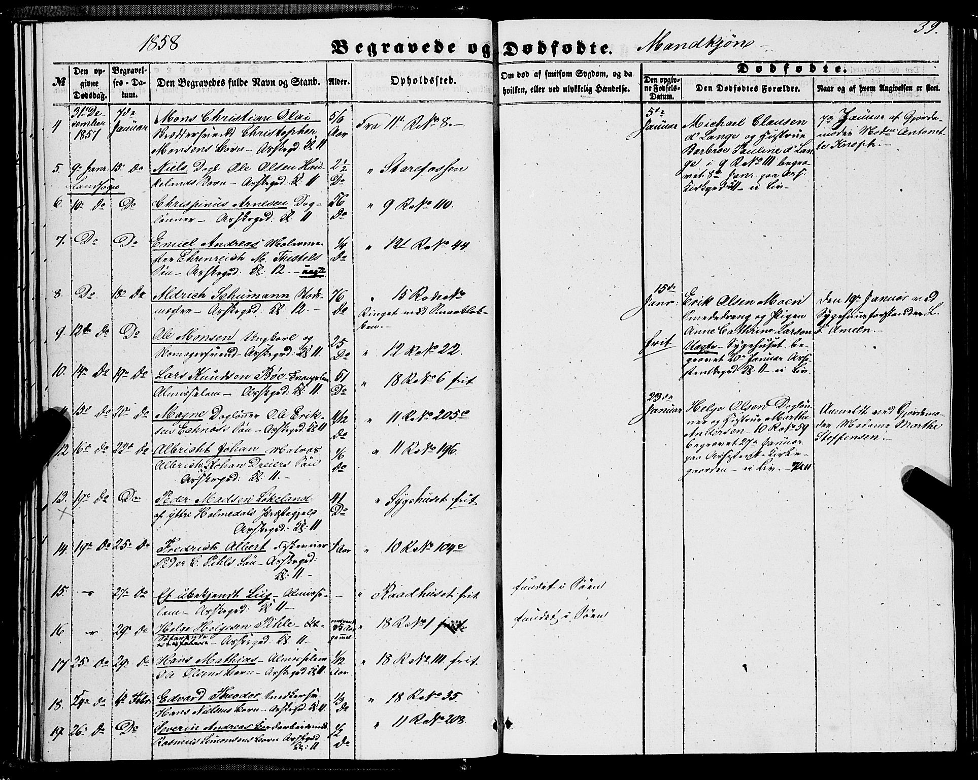 Domkirken sokneprestembete, AV/SAB-A-74801/H/Haa/L0041: Parish register (official) no. E 2, 1853-1863, p. 39