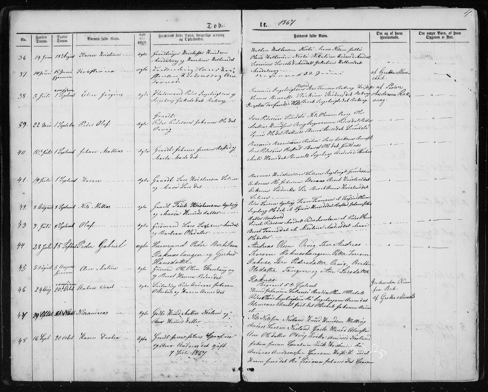 Ministerialprotokoller, klokkerbøker og fødselsregistre - Møre og Romsdal, AV/SAT-A-1454/560/L0724: Parish register (copy) no. 560C01, 1867-1892, p. 4