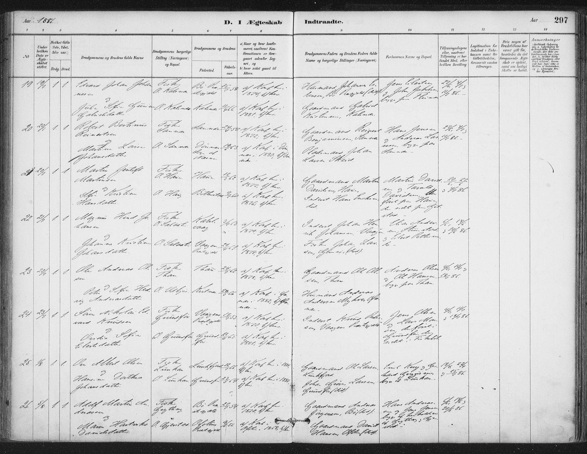 Ministerialprotokoller, klokkerbøker og fødselsregistre - Nordland, AV/SAT-A-1459/888/L1244: Parish register (official) no. 888A10, 1880-1890, p. 297