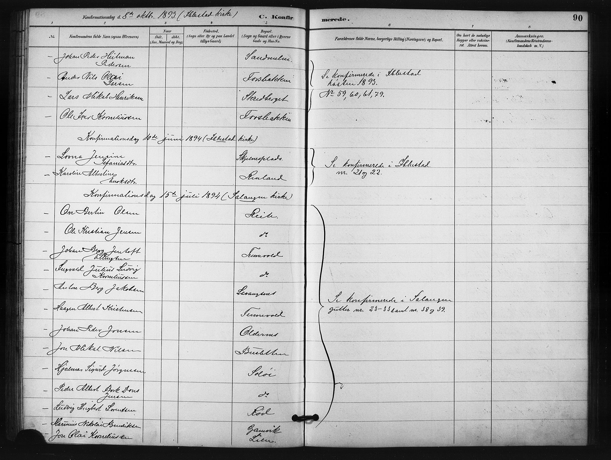 Salangen sokneprestembete, AV/SATØ-S-1324/H/Hb/L0001klokker: Parish register (copy) no. 1, 1893-1910, p. 90