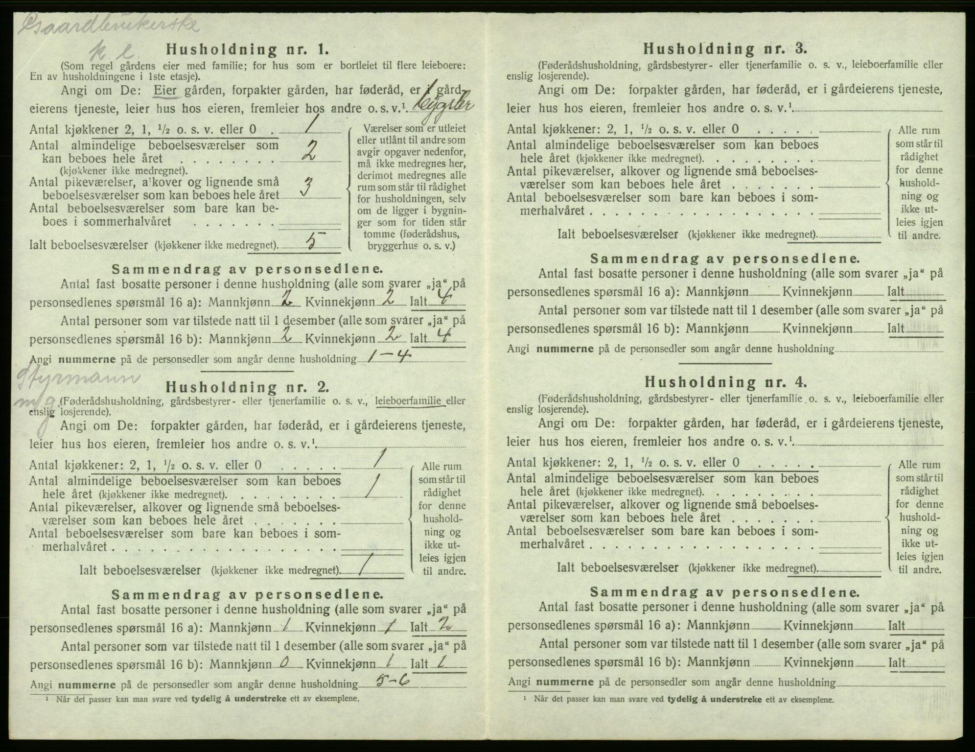 SAB, 1920 census for Bremnes, 1920, p. 72