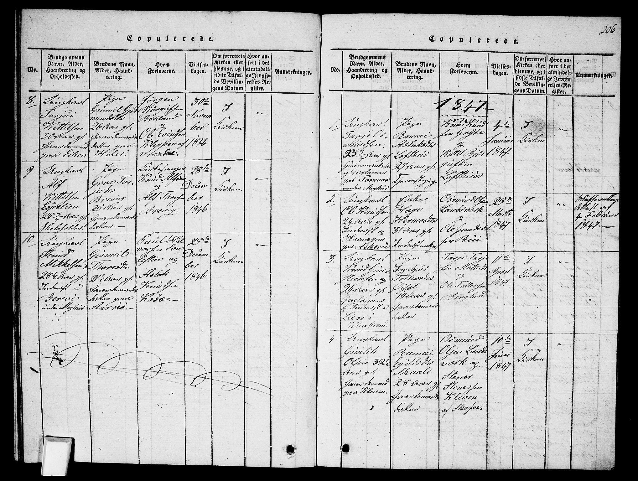 Fyresdal kirkebøker, SAKO/A-263/G/Ga/L0002: Parish register (copy) no. I 2, 1815-1857, p. 206