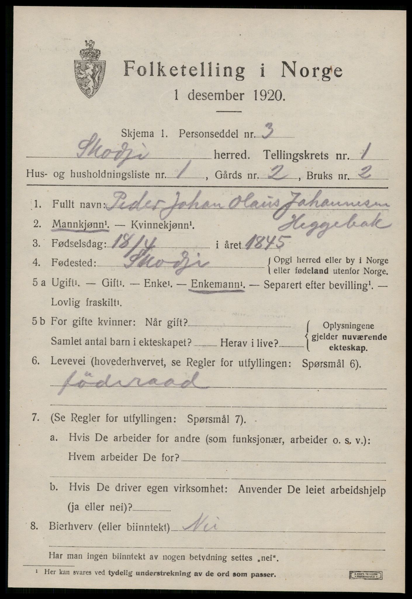 SAT, 1920 census for Skodje, 1920, p. 667