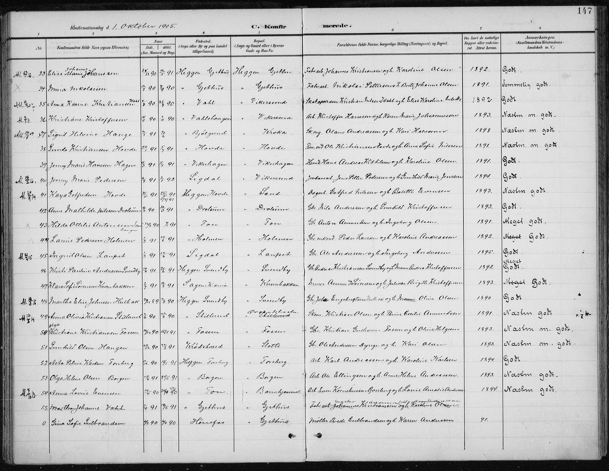 Modum kirkebøker, AV/SAKO-A-234/F/Fa/L0013: Parish register (official) no. 13, 1899-1907, p. 147