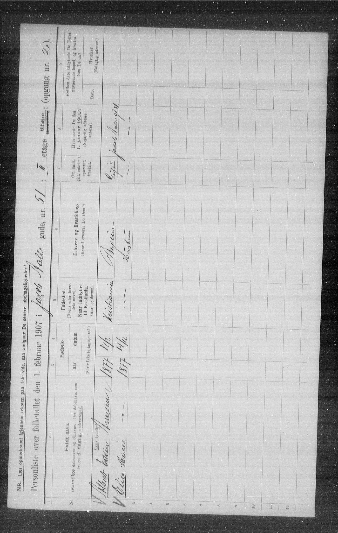 OBA, Municipal Census 1907 for Kristiania, 1907, p. 23231