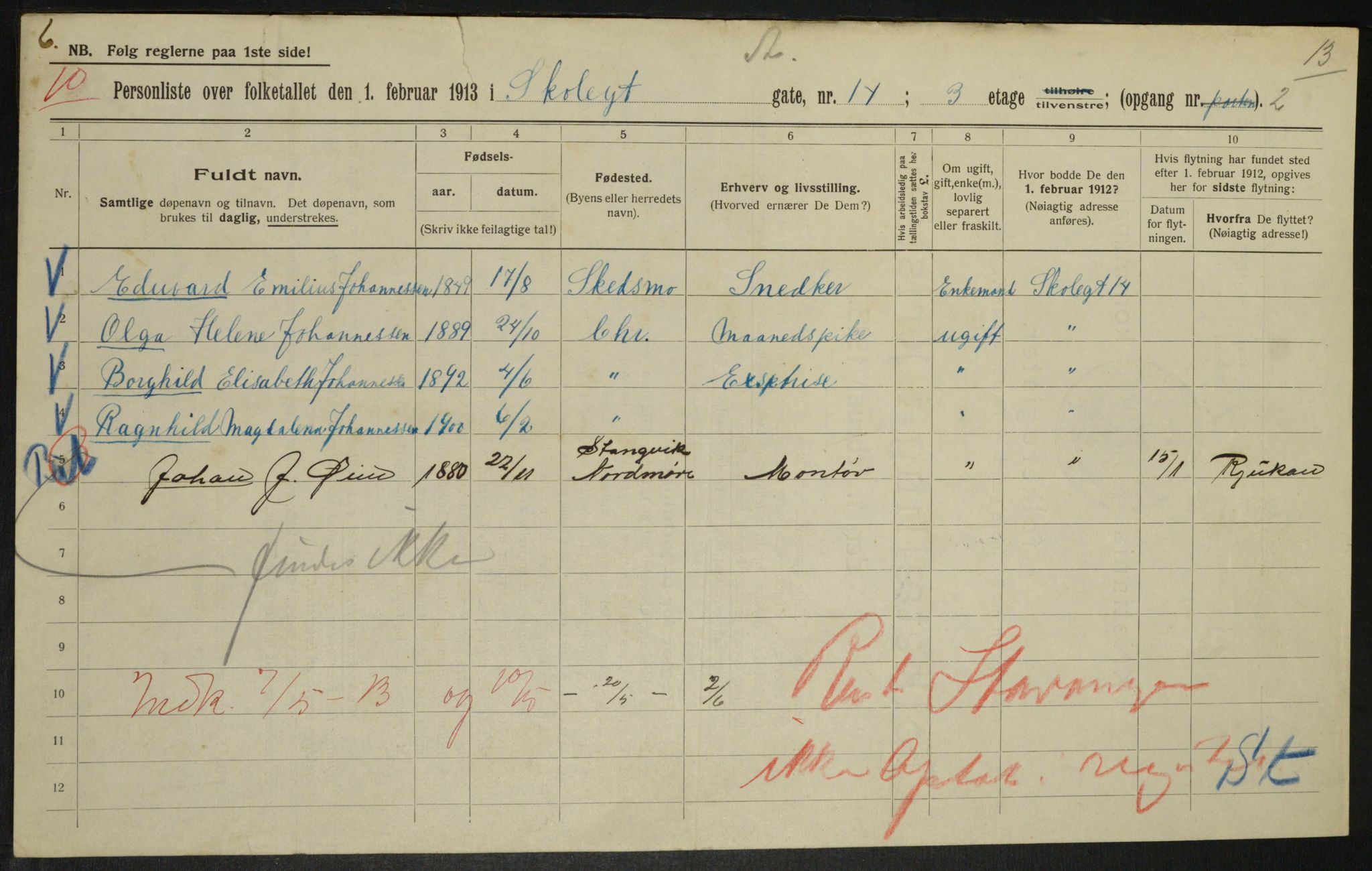 OBA, Municipal Census 1913 for Kristiania, 1913, p. 96389