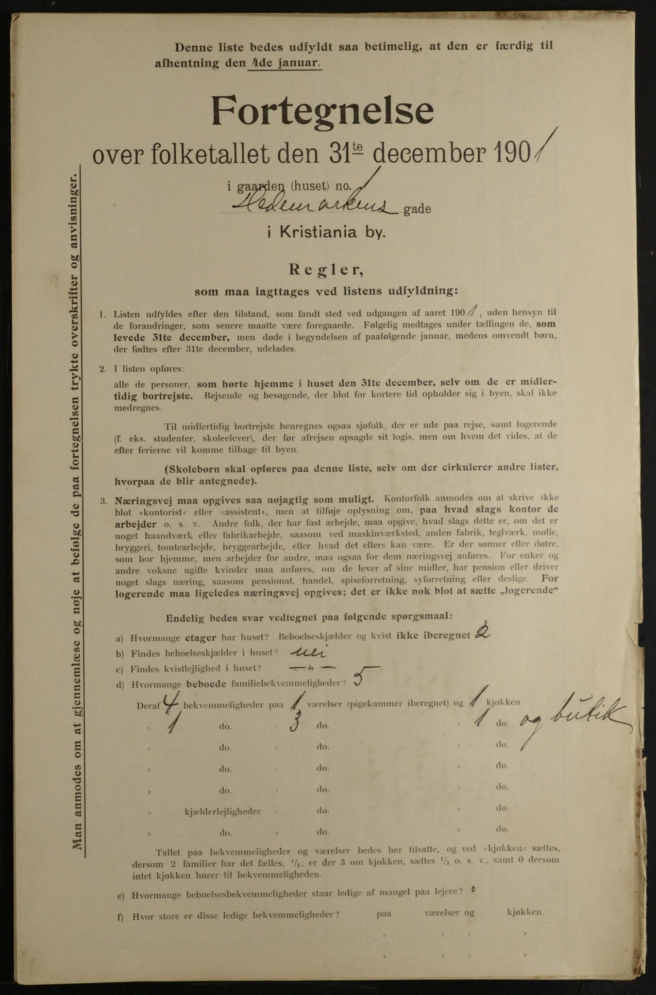 OBA, Municipal Census 1901 for Kristiania, 1901, p. 5701