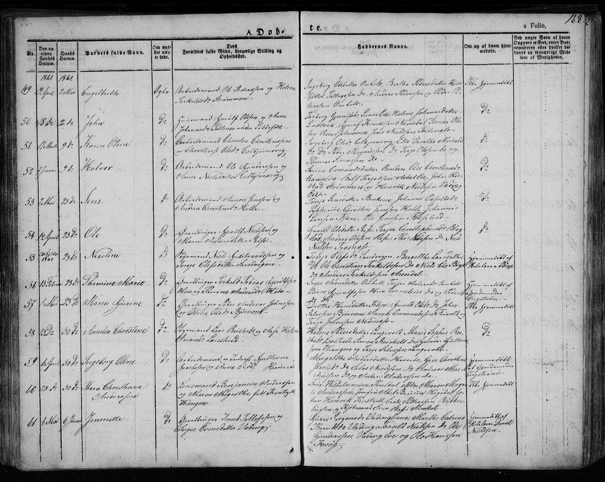 Øyestad sokneprestkontor, SAK/1111-0049/F/Fa/L0013: Parish register (official) no. A 13, 1827-1842, p. 168