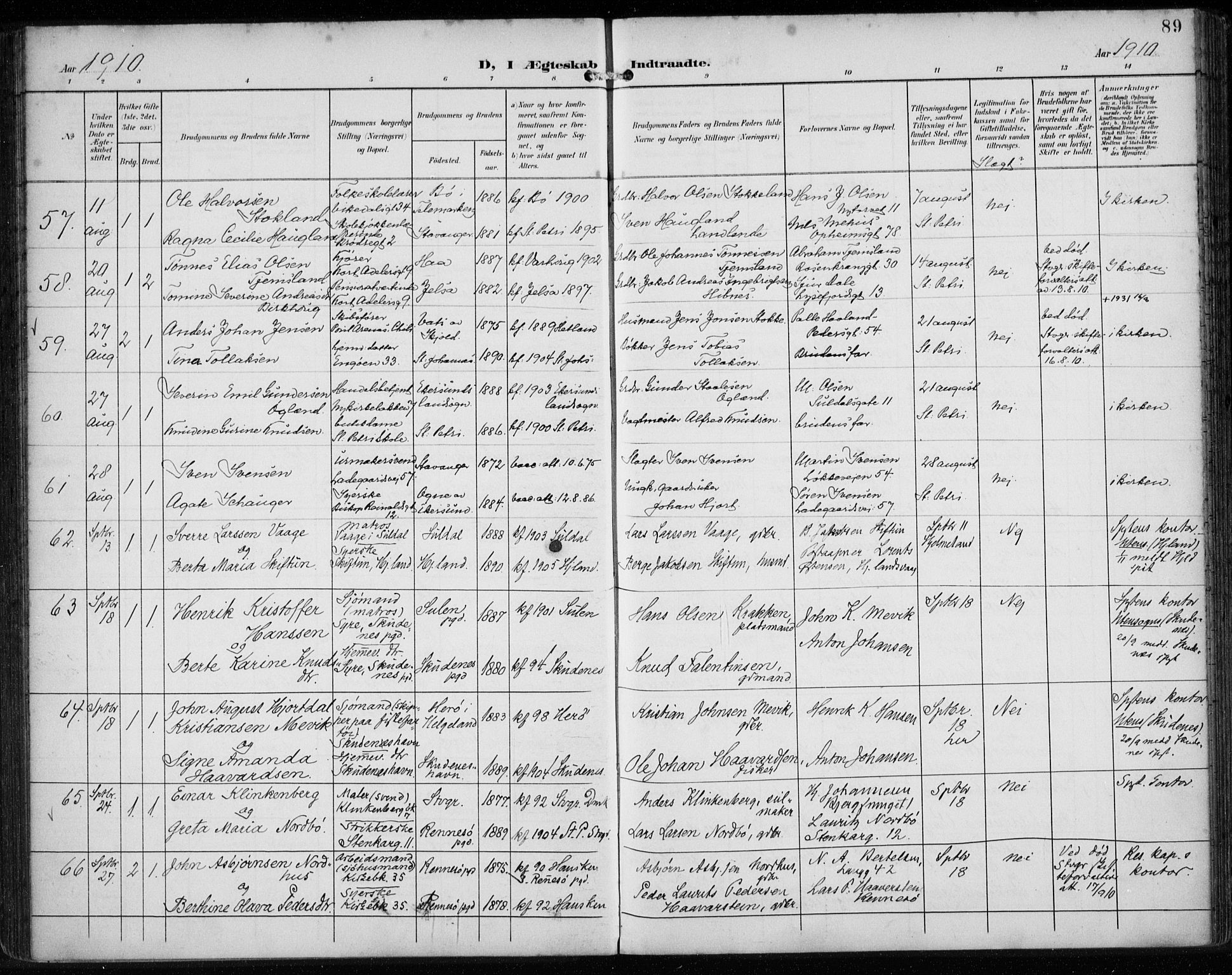 St. Petri sokneprestkontor, AV/SAST-A-101813/002/A/L0003: Parish register (official) no. A 24, 1900-1921, p. 89