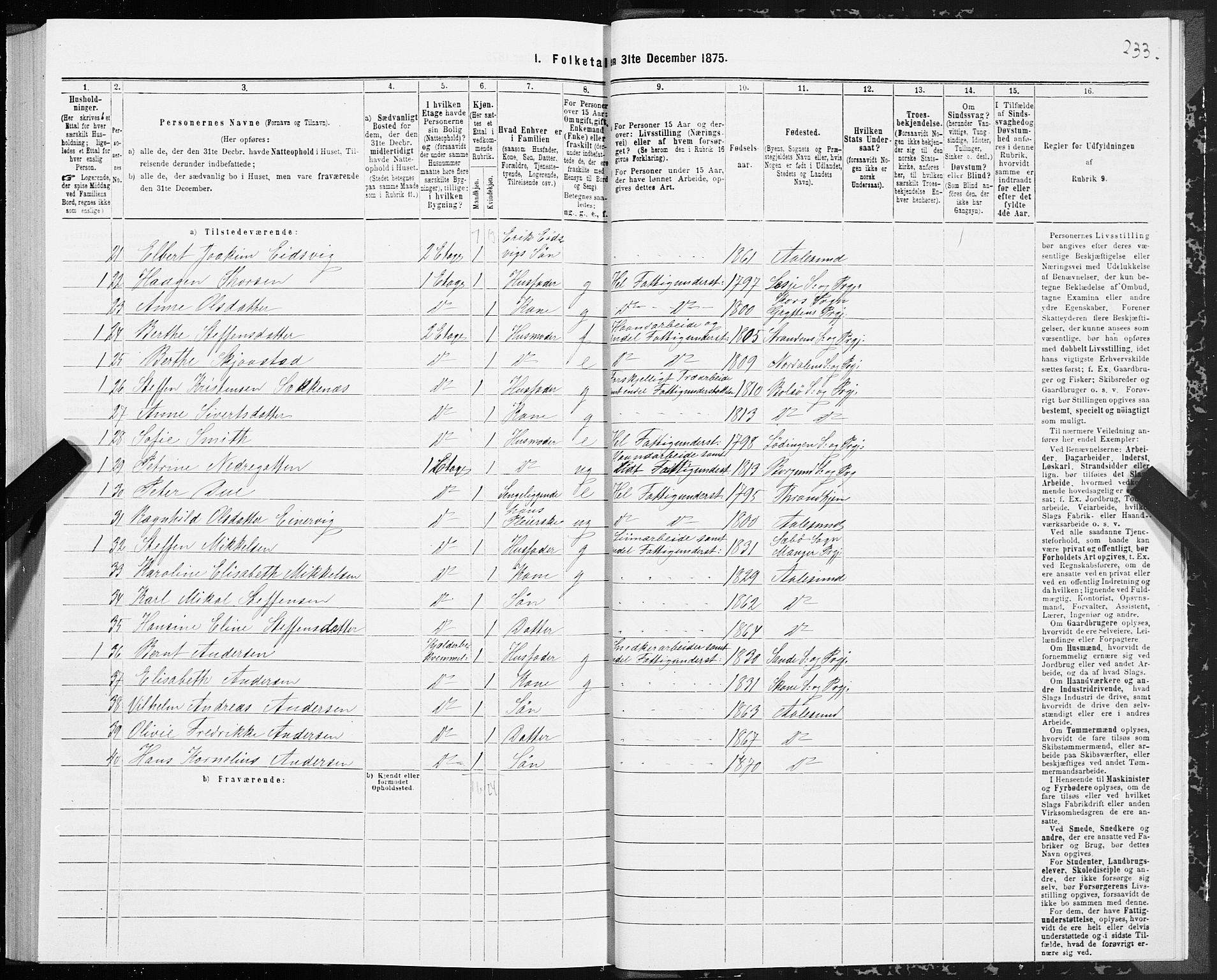 SAT, 1875 census for 1501P Ålesund, 1875, p. 3233