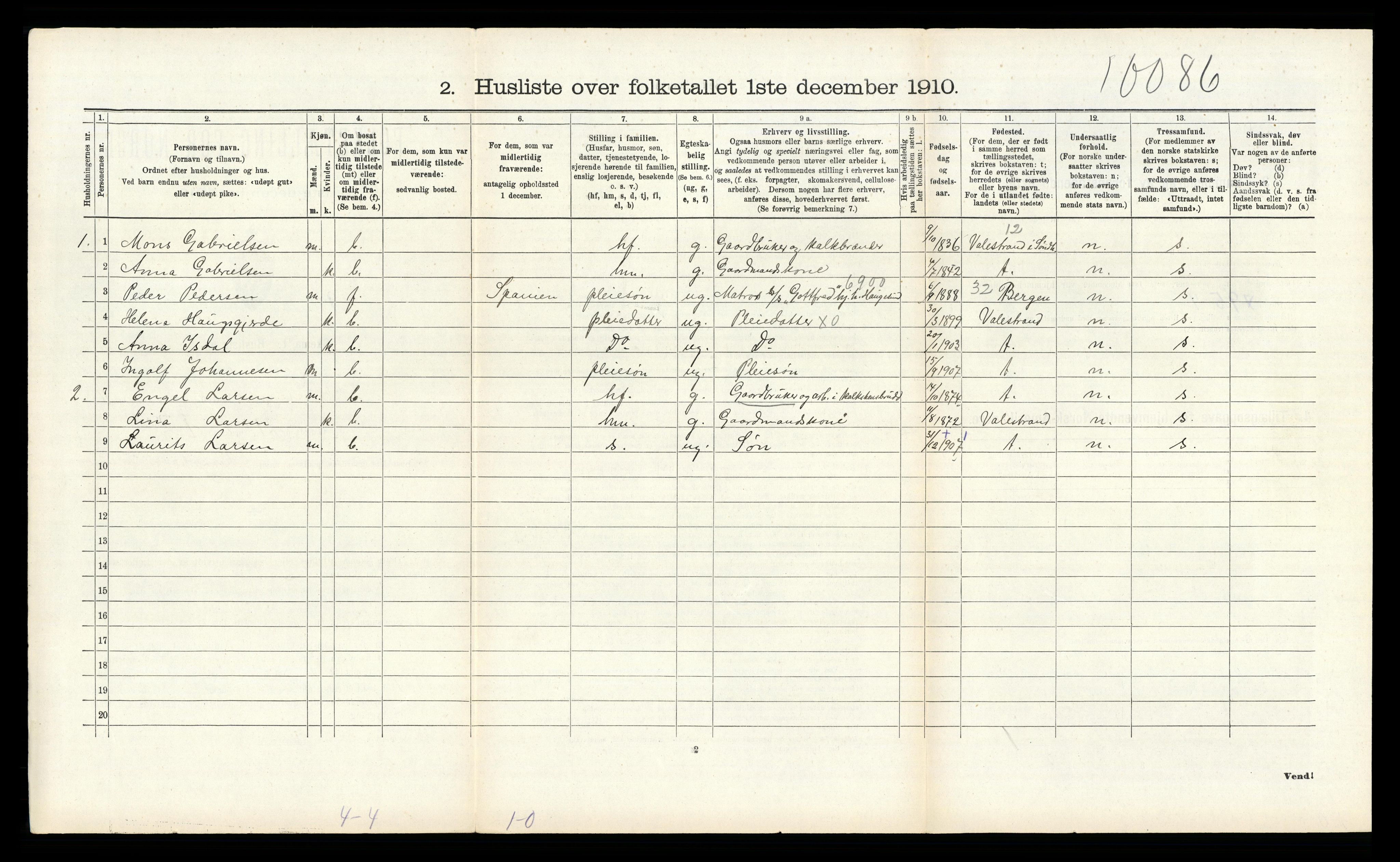 RA, 1910 census for Finnås, 1910, p. 1445