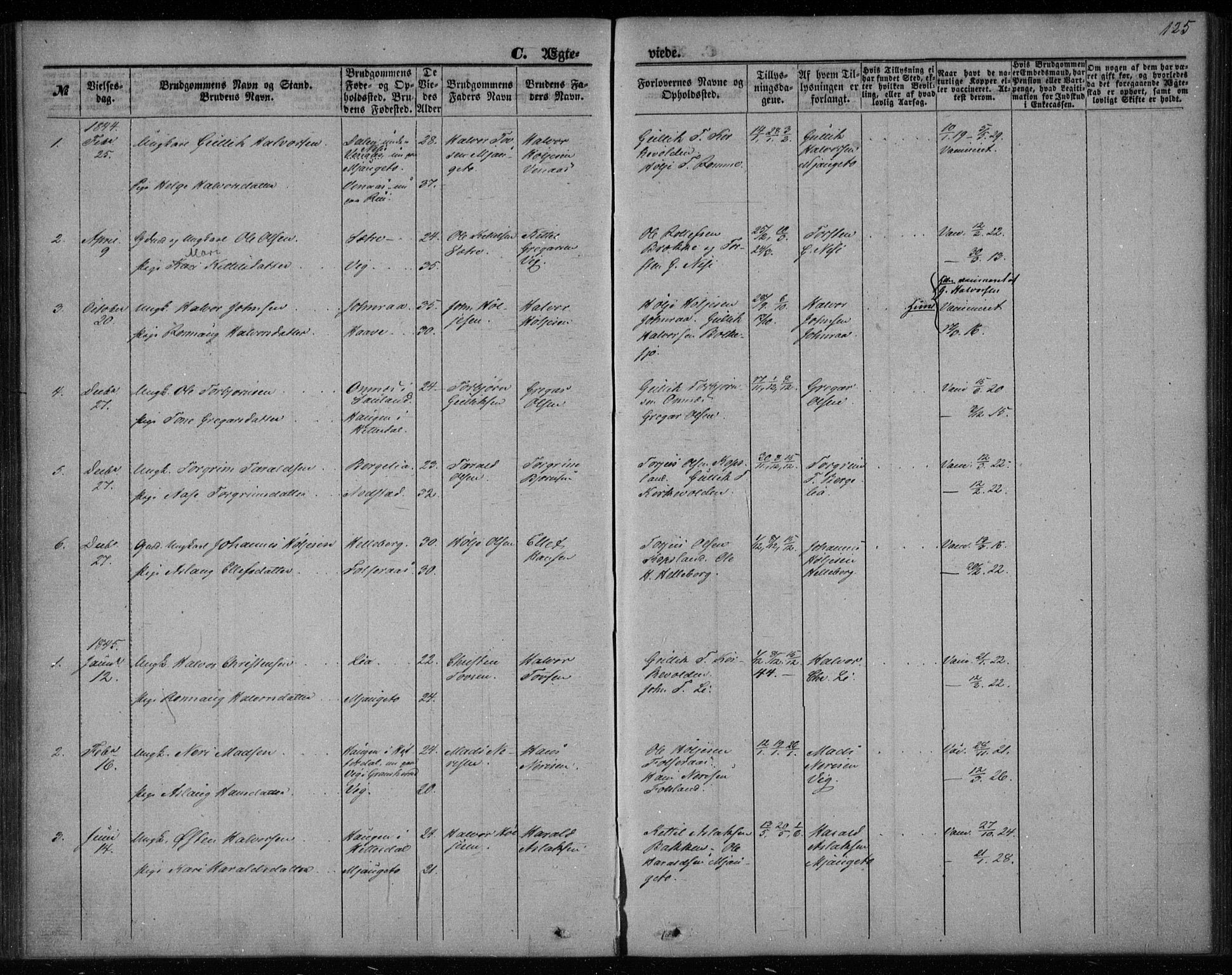 Gransherad kirkebøker, SAKO/A-267/F/Fa/L0002: Parish register (official) no. I 2, 1844-1859, p. 125