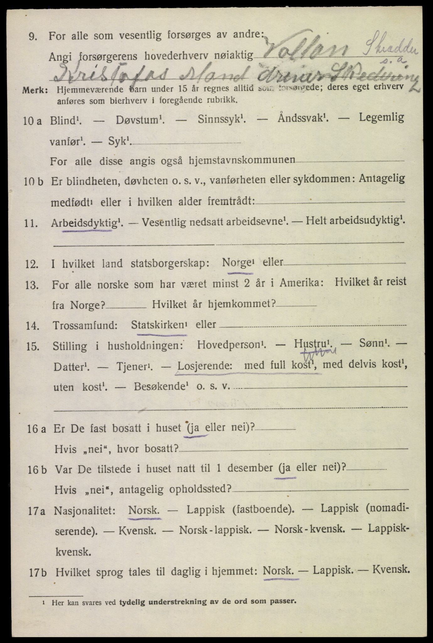 SAT, 1920 census for Hadsel, 1920, p. 19913