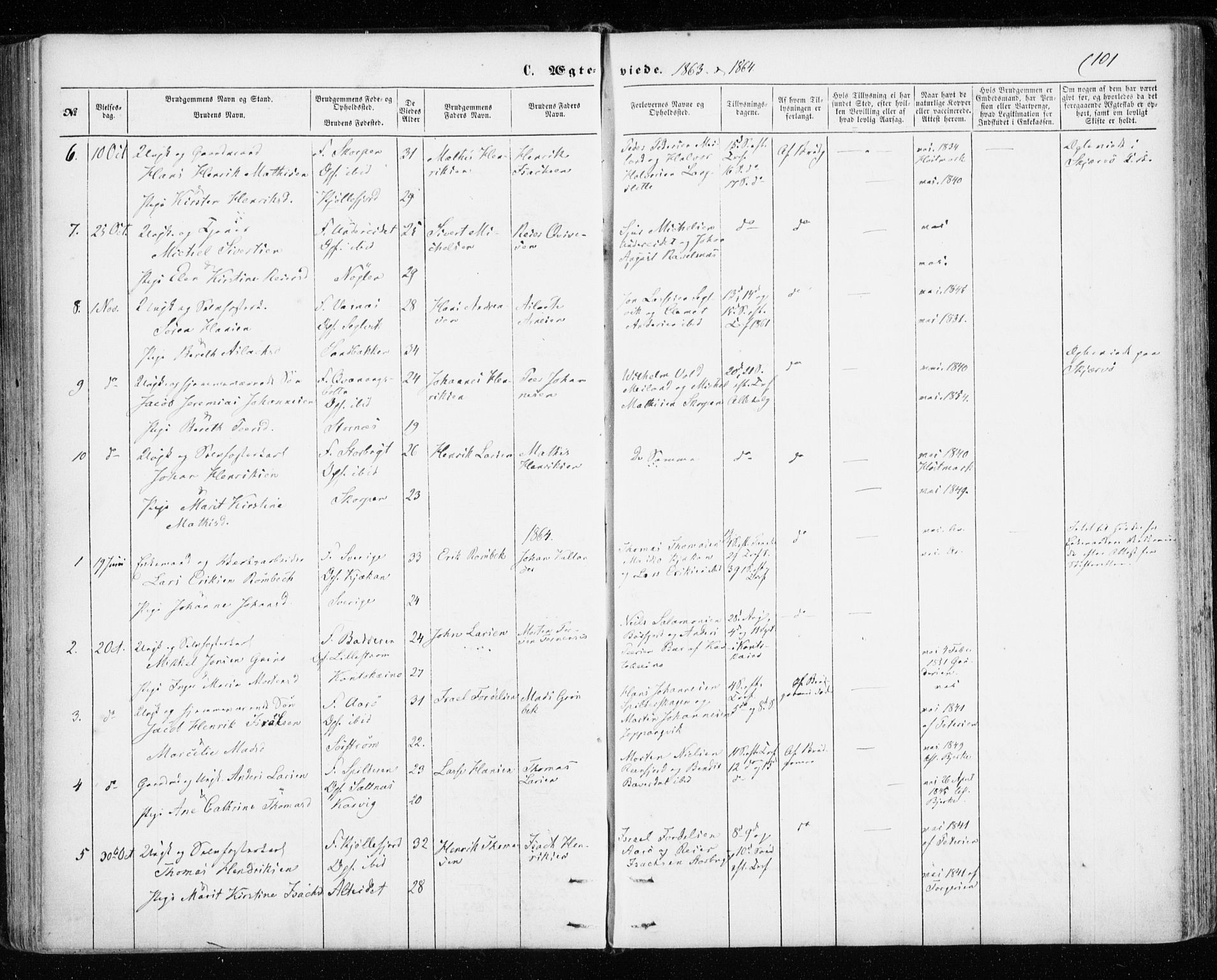 Skjervøy sokneprestkontor, SATØ/S-1300/H/Ha/Haa/L0011kirke: Parish register (official) no. 11, 1861-1877, p. 101