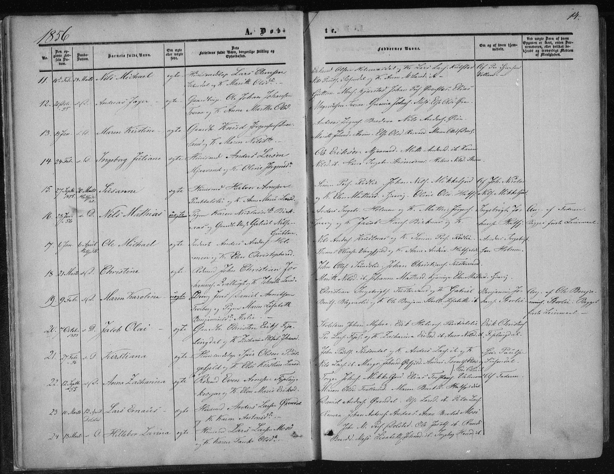 Ministerialprotokoller, klokkerbøker og fødselsregistre - Nordland, SAT/A-1459/820/L0293: Parish register (official) no. 820A14, 1855-1865, p. 14