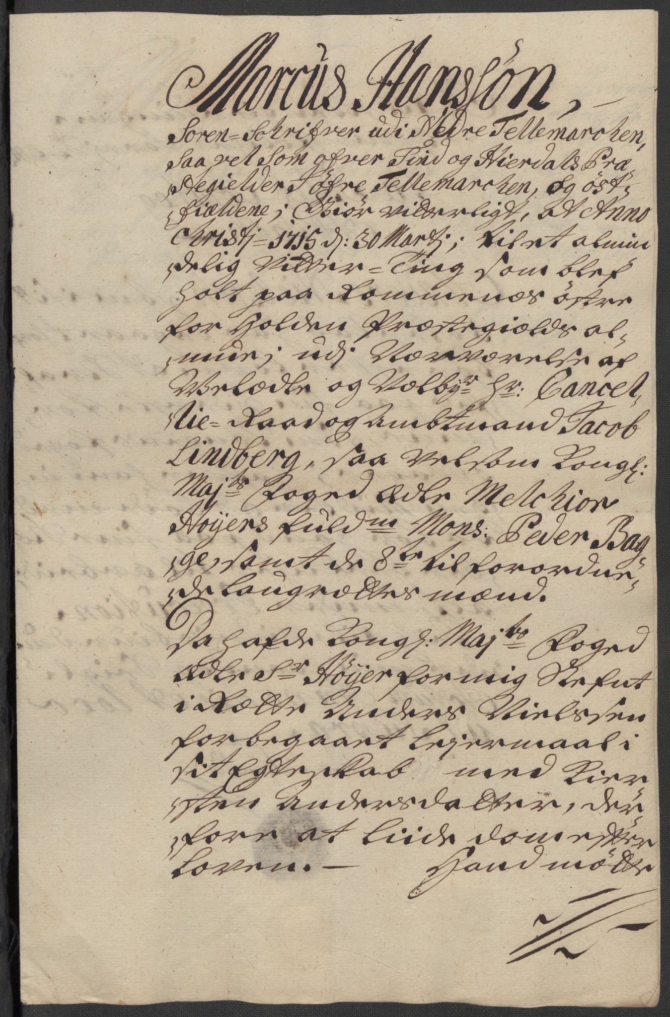 Rentekammeret inntil 1814, Reviderte regnskaper, Fogderegnskap, AV/RA-EA-4092/R36/L2127: Fogderegnskap Øvre og Nedre Telemark og Bamble, 1715, p. 230