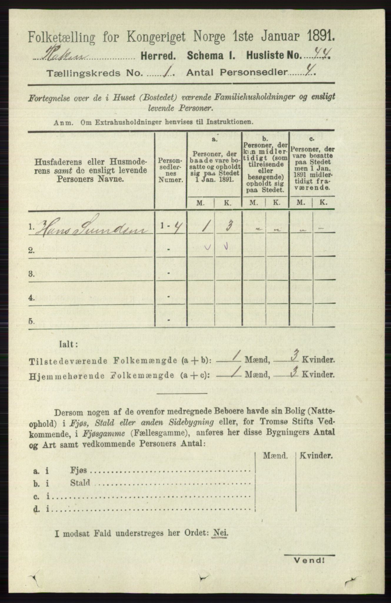 RA, 1891 census for 0627 Røyken, 1891, p. 67