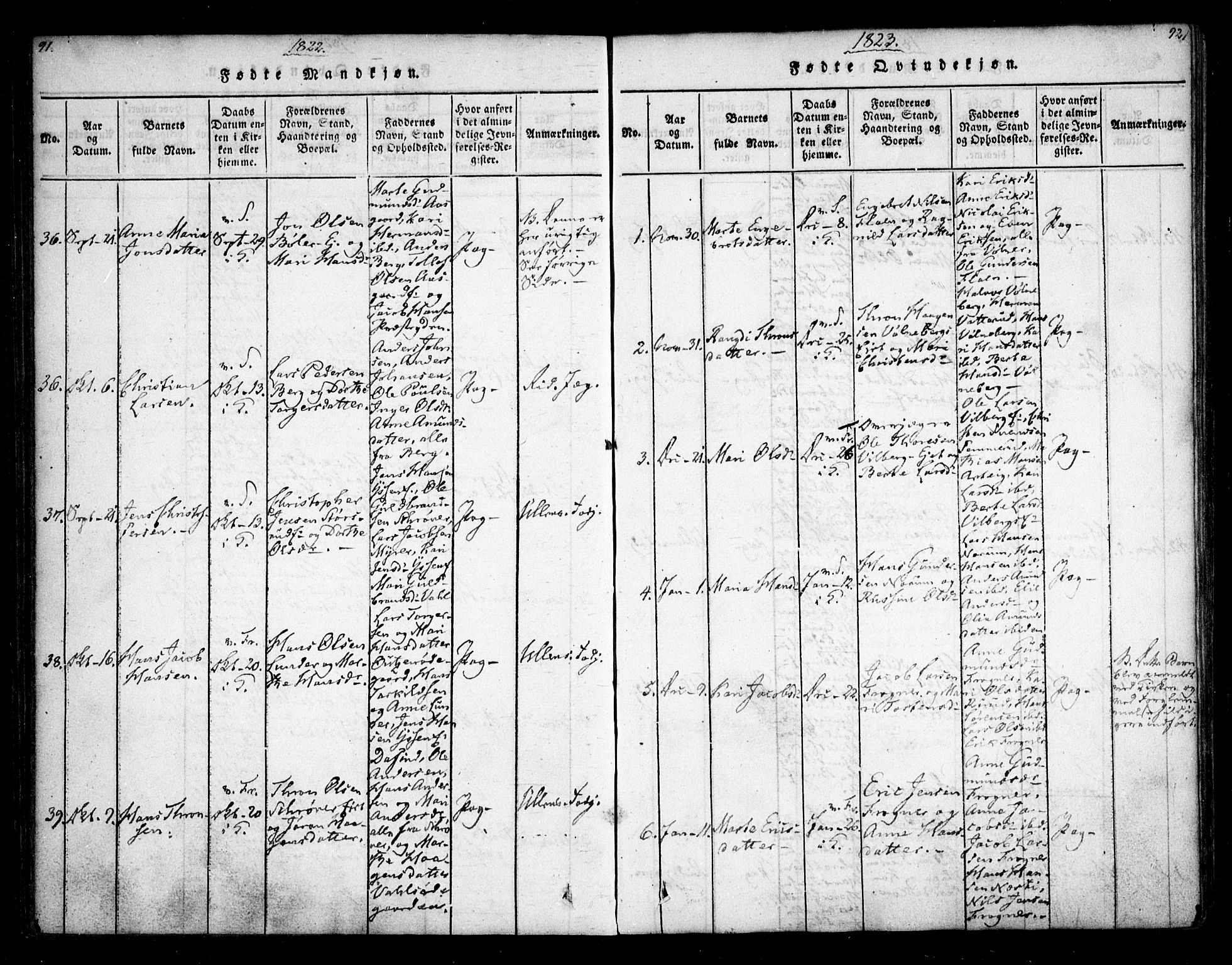 Sørum prestekontor Kirkebøker, AV/SAO-A-10303/F/Fa/L0003: Parish register (official) no. I 3, 1814-1829, p. 91-92