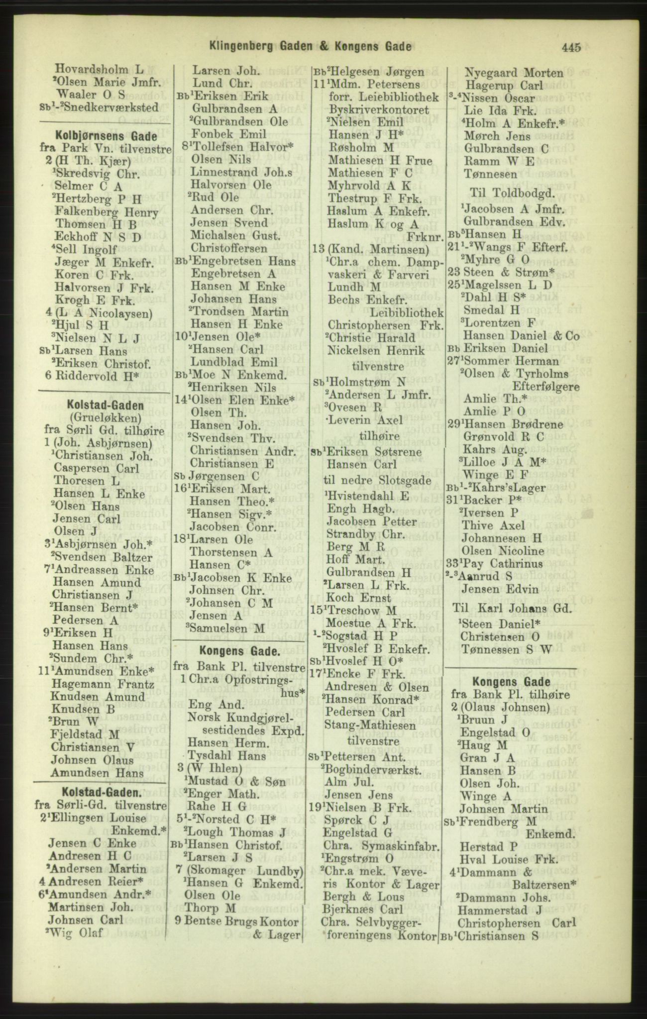 Kristiania/Oslo adressebok, PUBL/-, 1886, p. 445