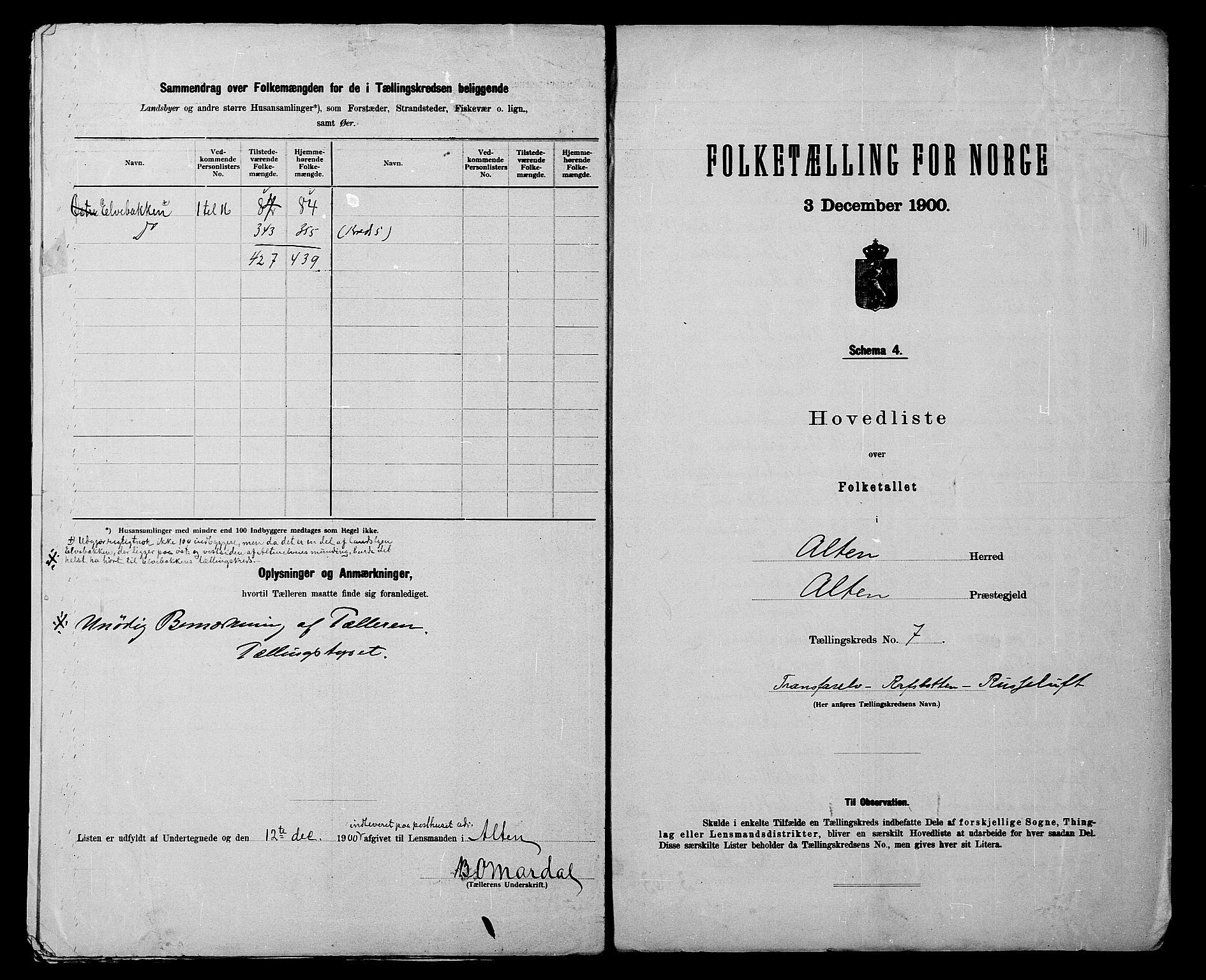 SATØ, 1900 census for Alta, 1900, p. 16