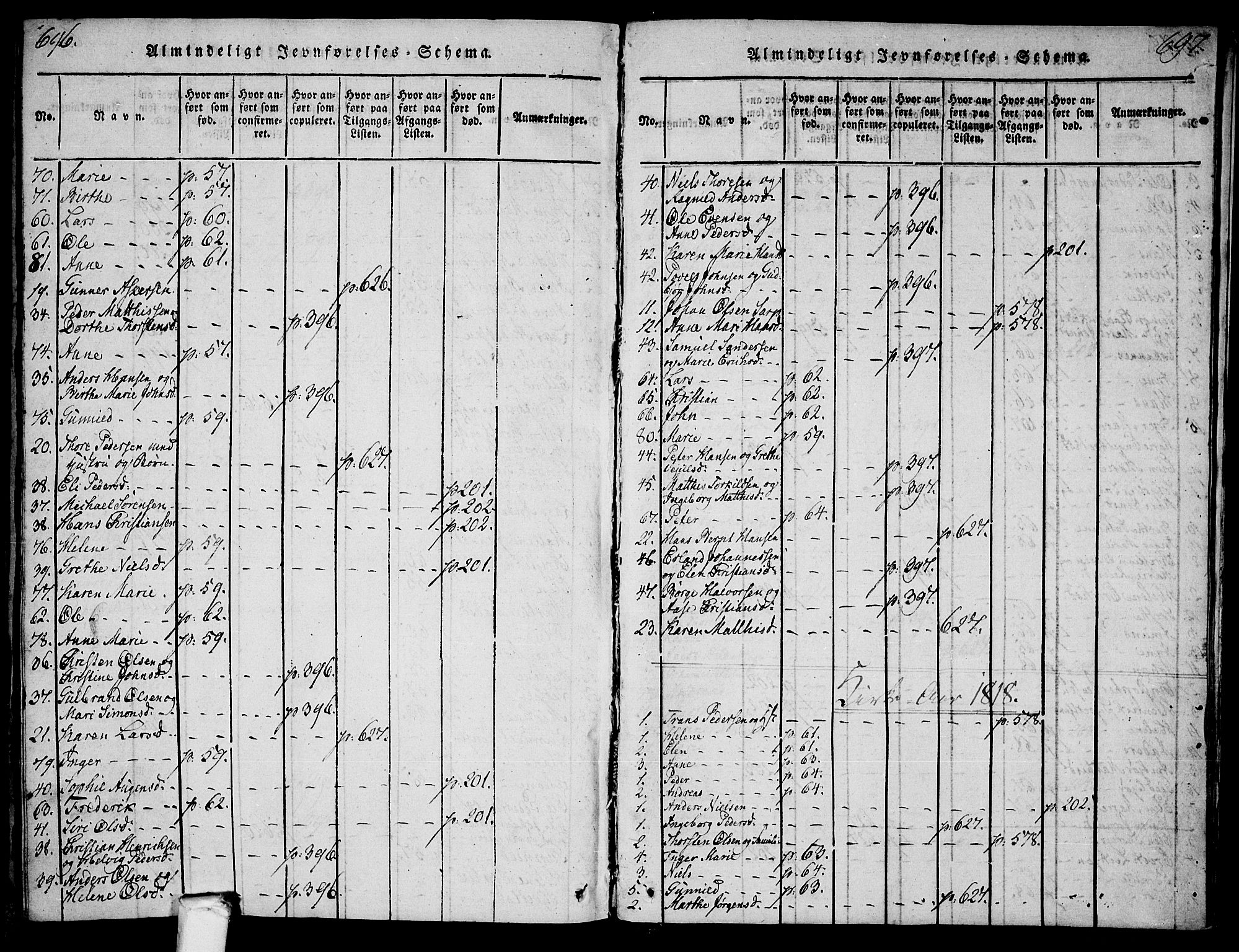 Tune prestekontor Kirkebøker, AV/SAO-A-2007/F/Fa/L0005: Parish register (official) no. 5, 1815-1823, p. 696-697