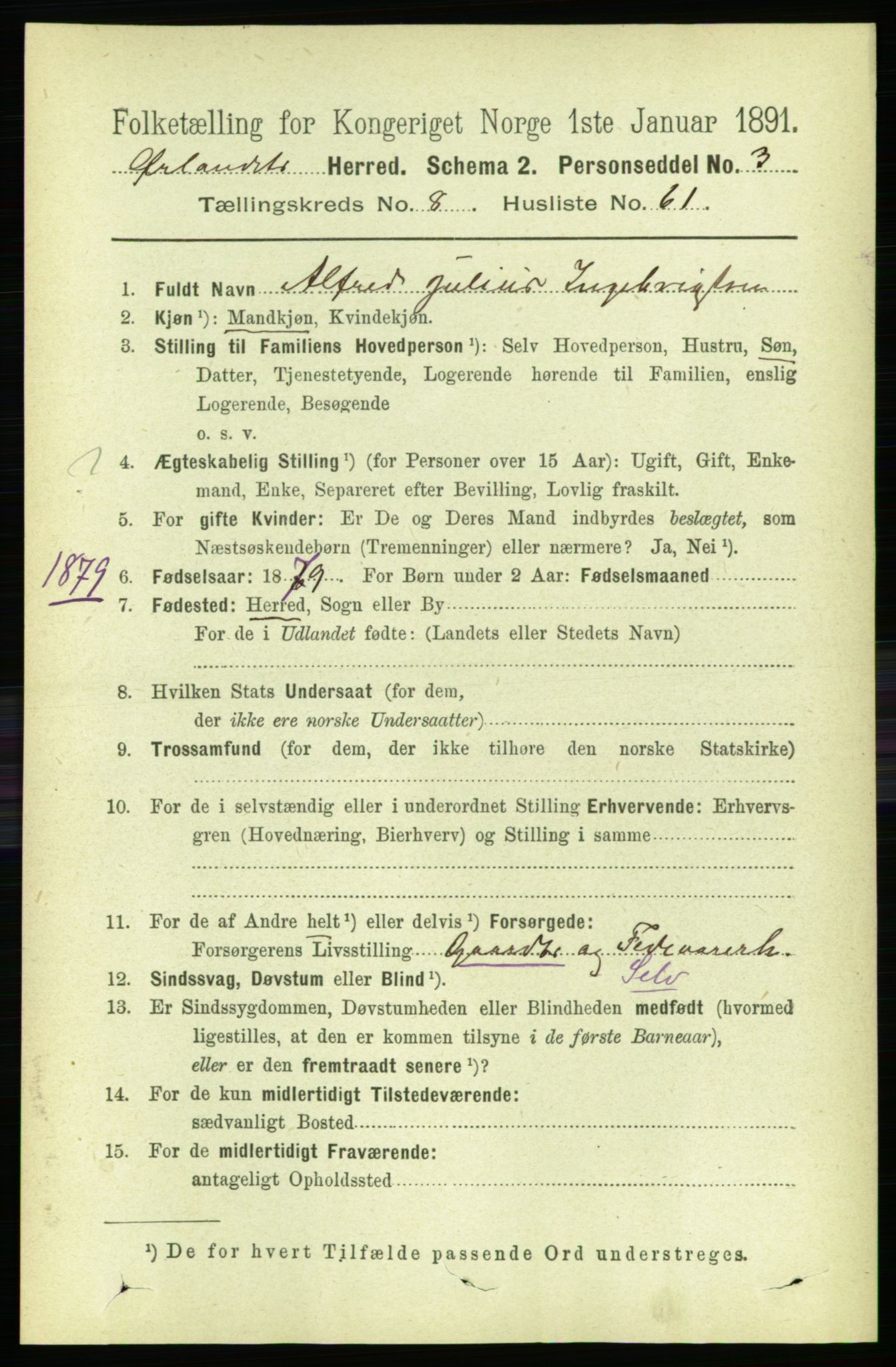 RA, 1891 census for 1621 Ørland, 1891, p. 3572