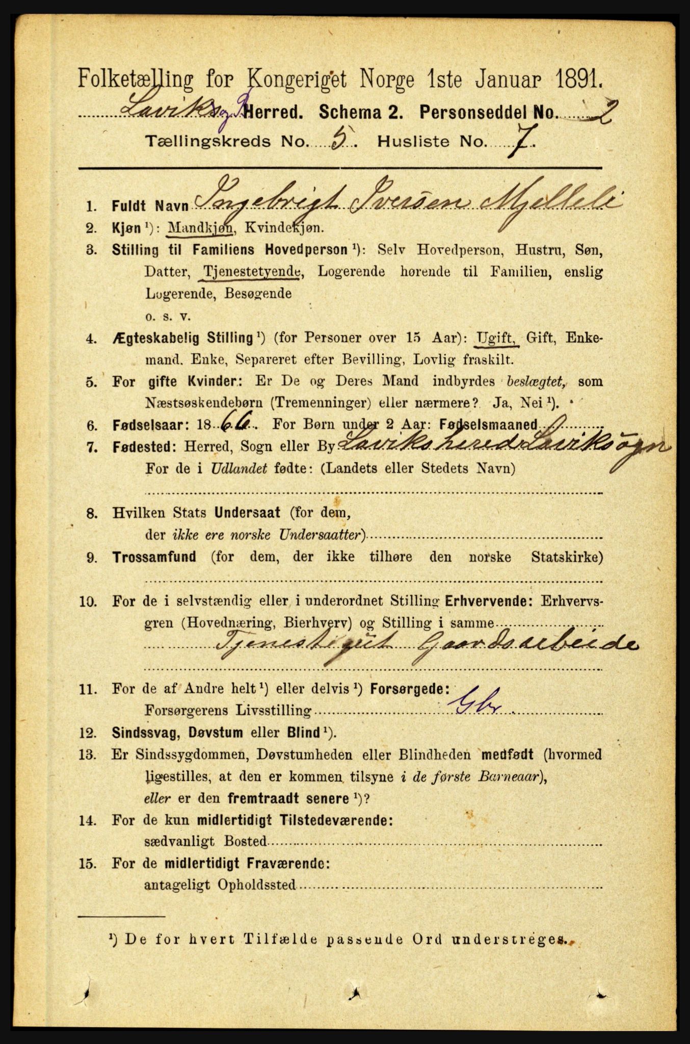 RA, 1891 census for 1415 Lavik og Brekke, 1891, p. 1017