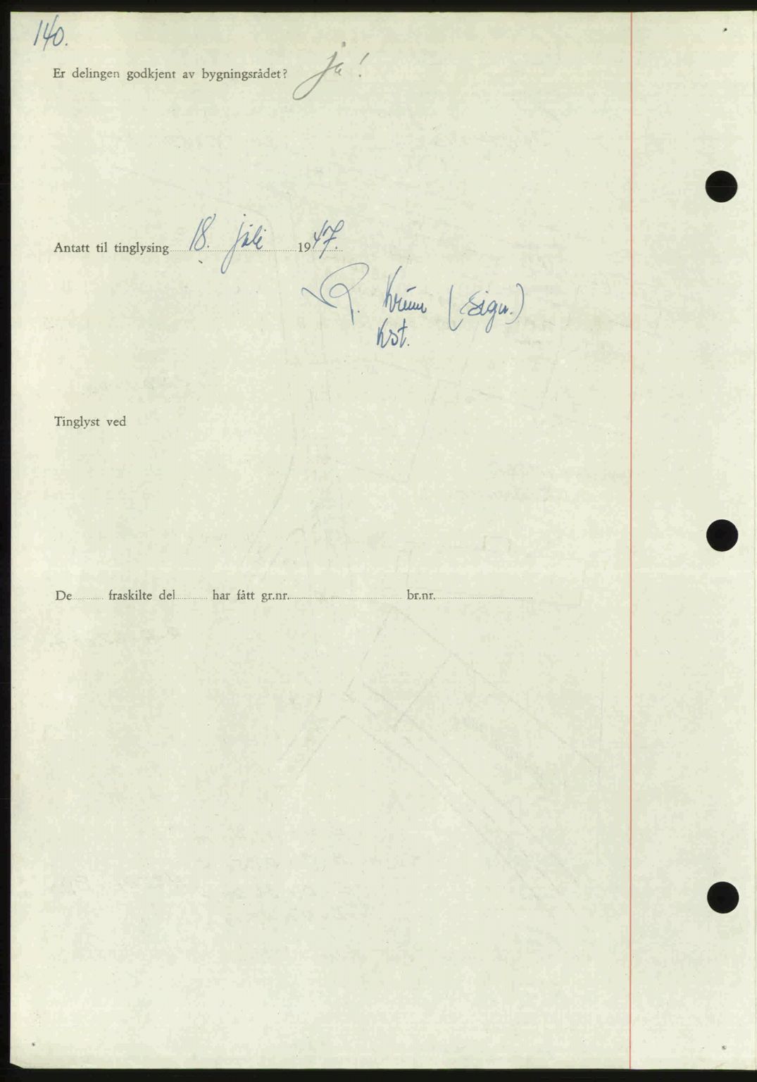 Orkdal sorenskriveri, SAT/A-4169/1/2/2C: Mortgage book no. A, 1947-1947, Diary no: : 899/1947