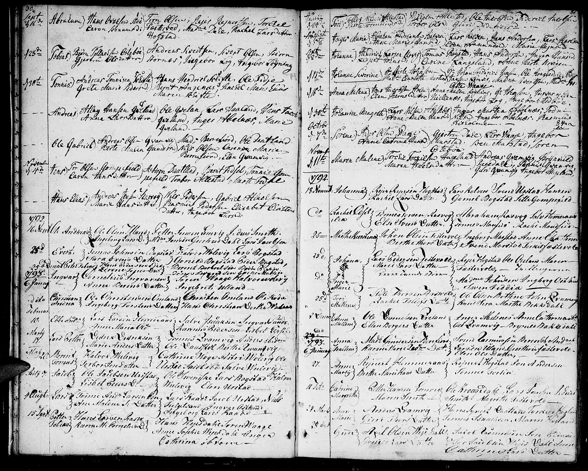 Flekkefjord sokneprestkontor, AV/SAK-1111-0012/F/Fa/Fab/L0002: Parish register (official) no. A 2, 1781-1832, p. 30-31