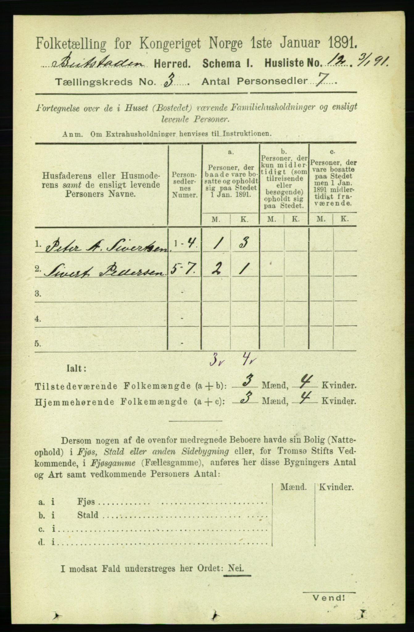 RA, 1891 census for 1727 Beitstad, 1891, p. 690