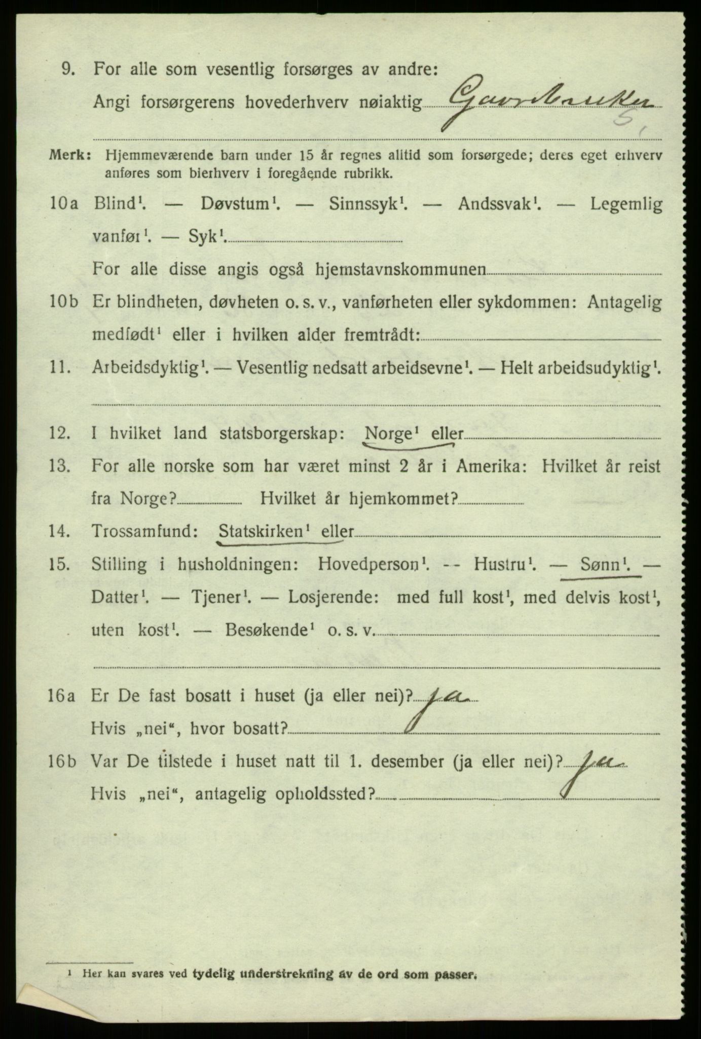 SAB, 1920 census for Lindås, 1920, p. 7536