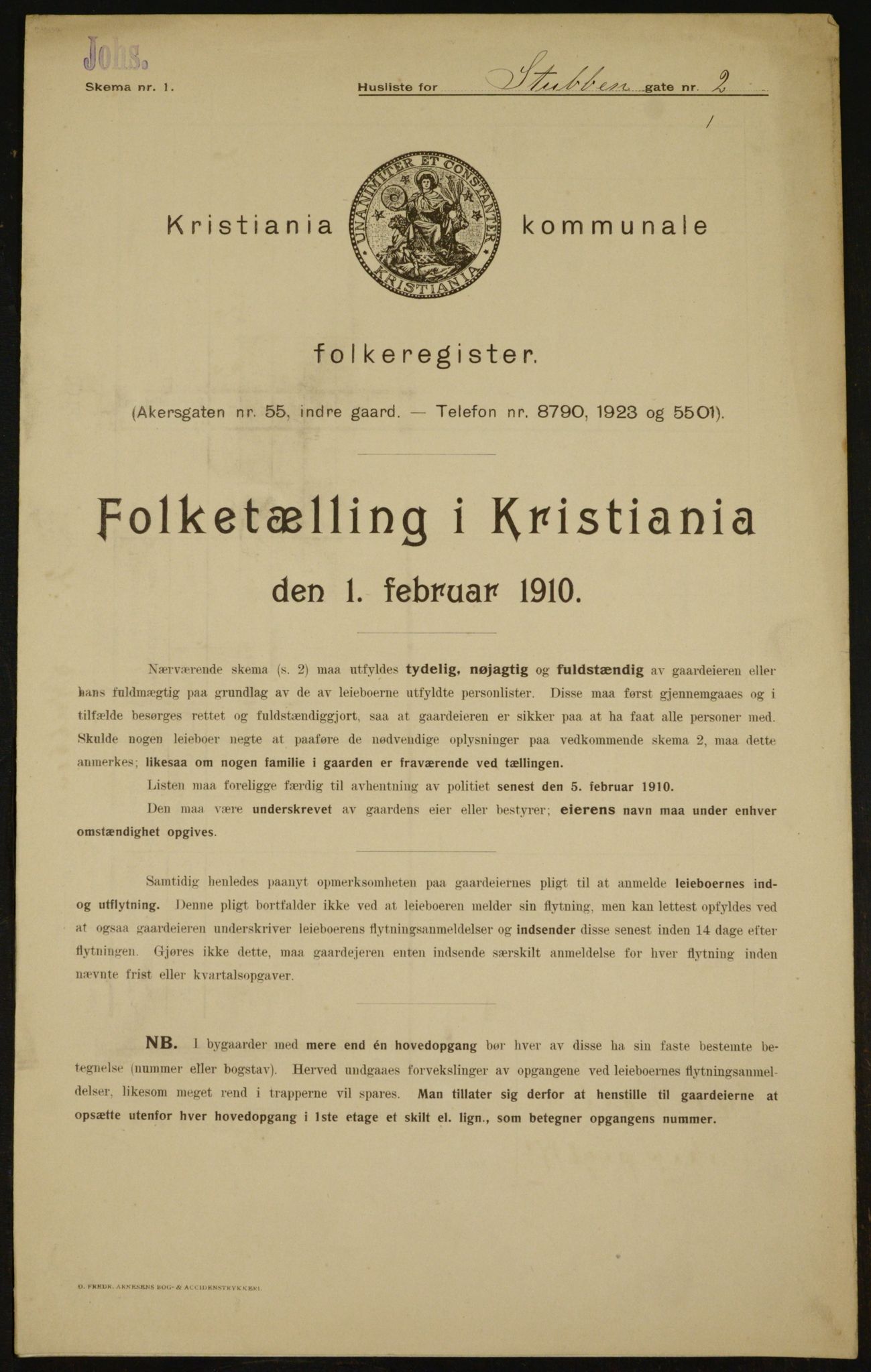 OBA, Municipal Census 1910 for Kristiania, 1910, p. 99108