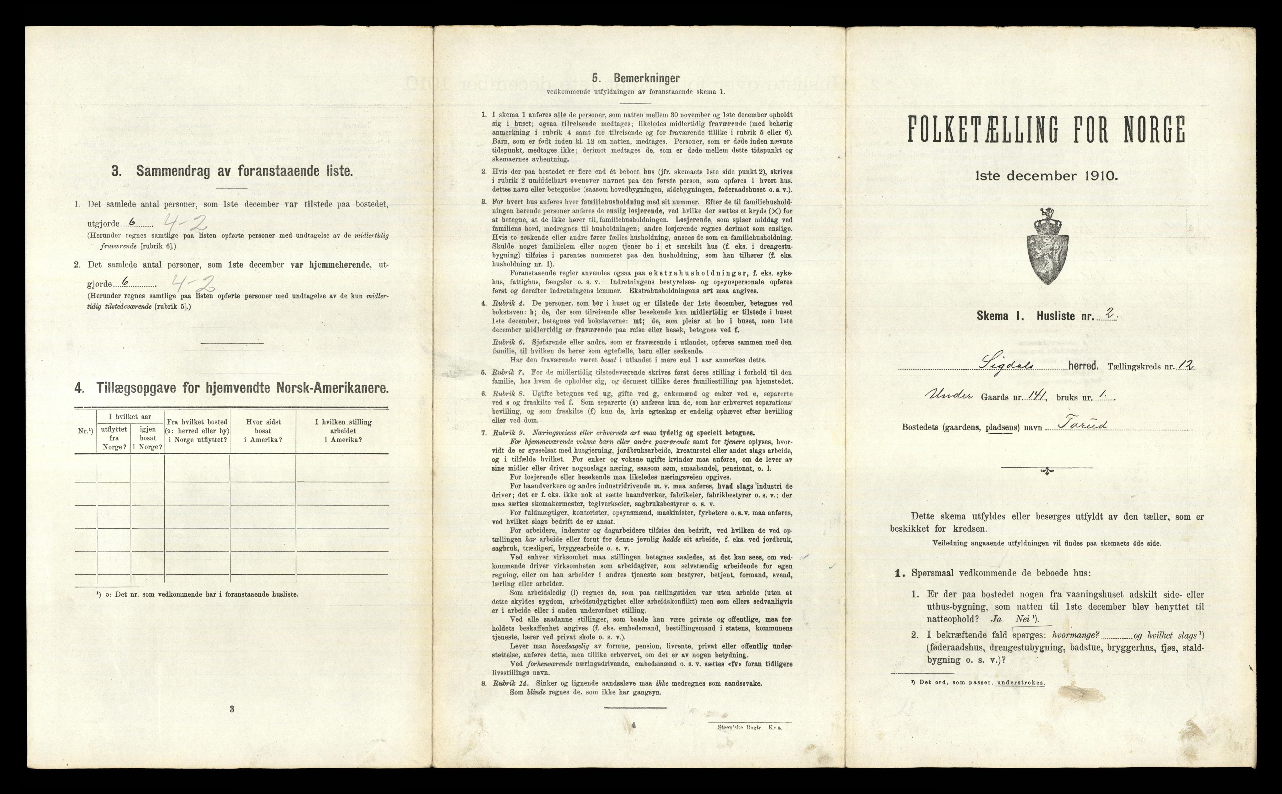 RA, 1910 census for Sigdal, 1910, p. 1224