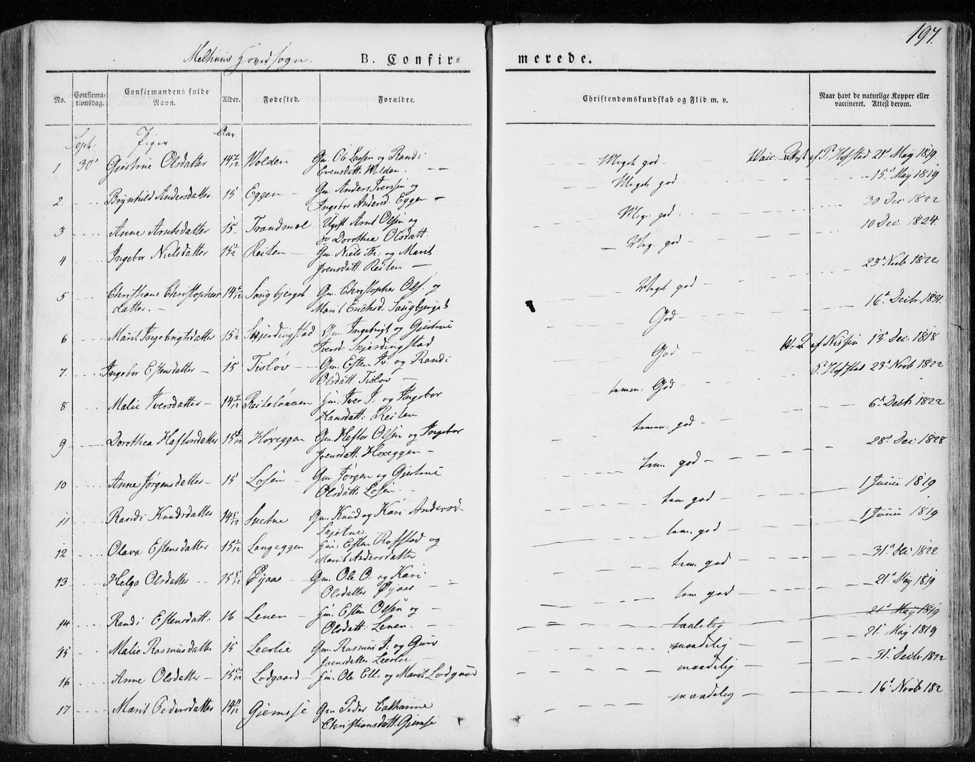 Ministerialprotokoller, klokkerbøker og fødselsregistre - Sør-Trøndelag, SAT/A-1456/691/L1069: Parish register (official) no. 691A04, 1826-1841, p. 197