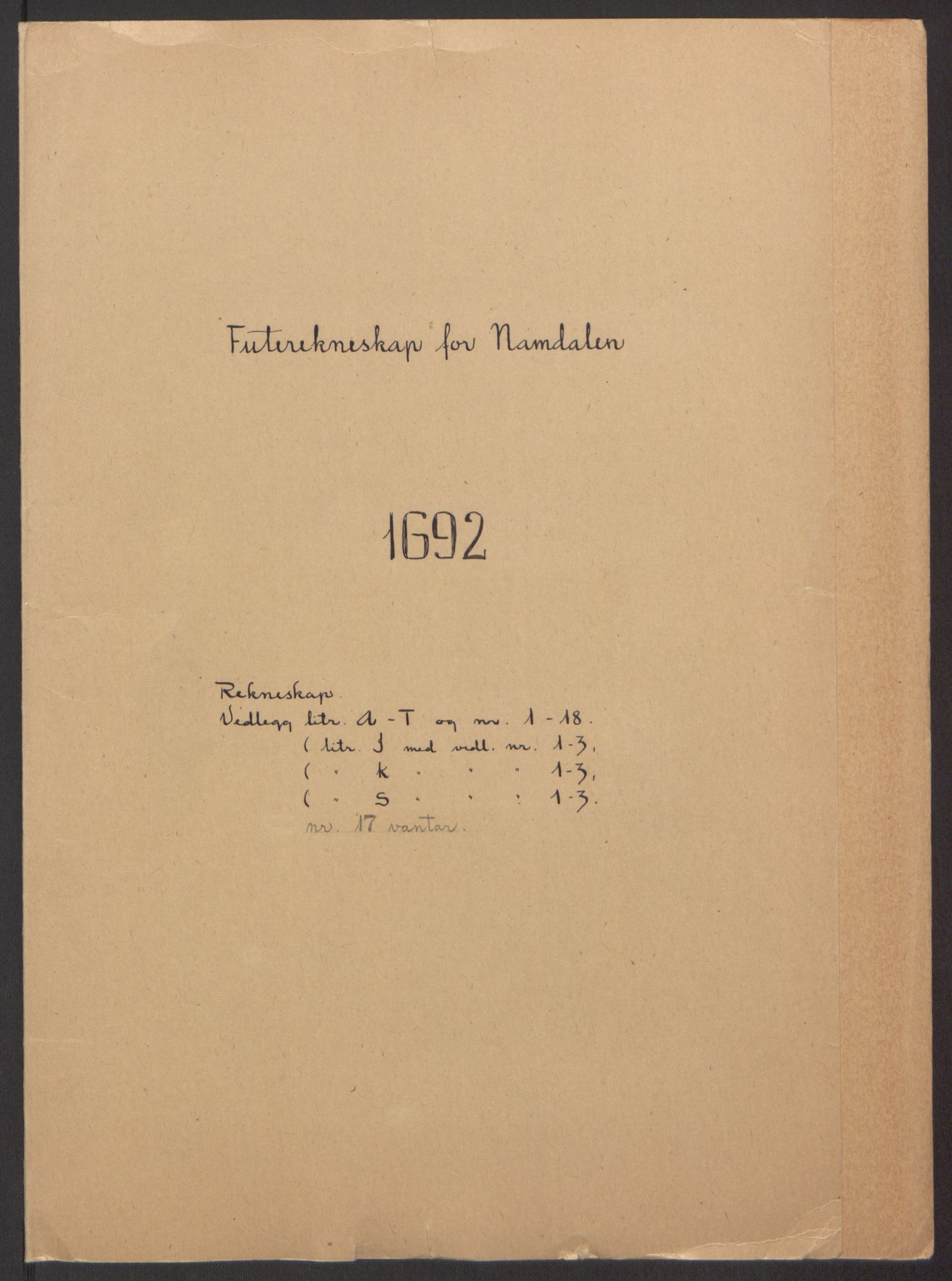 Rentekammeret inntil 1814, Reviderte regnskaper, Fogderegnskap, RA/EA-4092/R64/L4424: Fogderegnskap Namdal, 1692-1695, p. 2