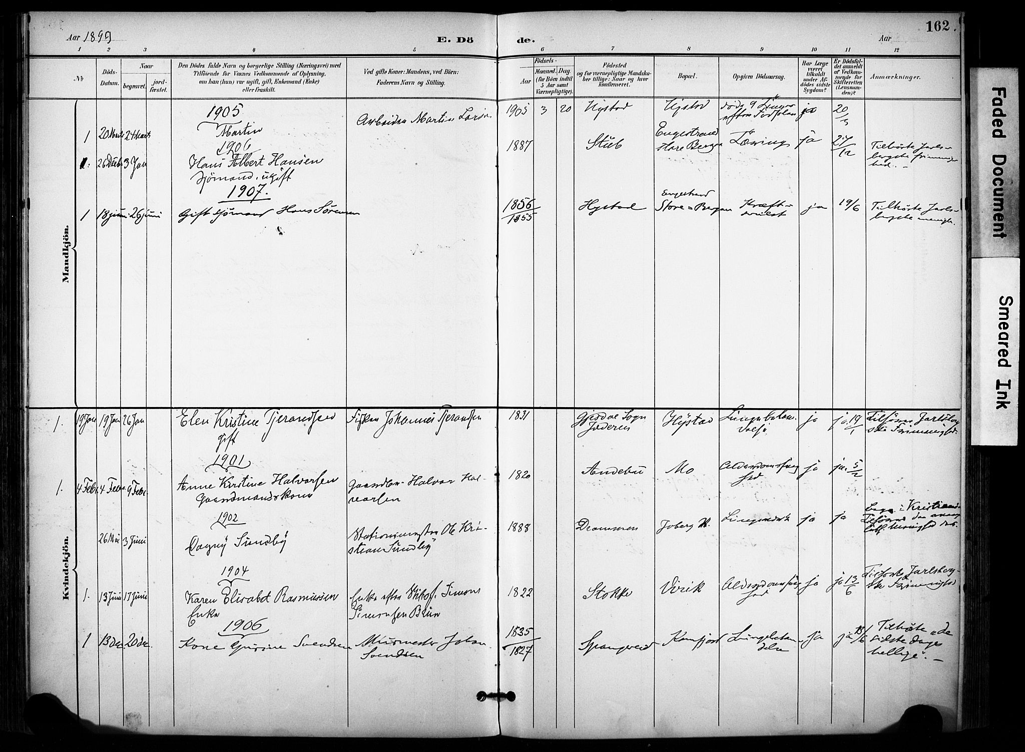 Sandar kirkebøker, SAKO/A-243/F/Fa/L0015: Parish register (official) no. 15, 1896-1907, p. 162
