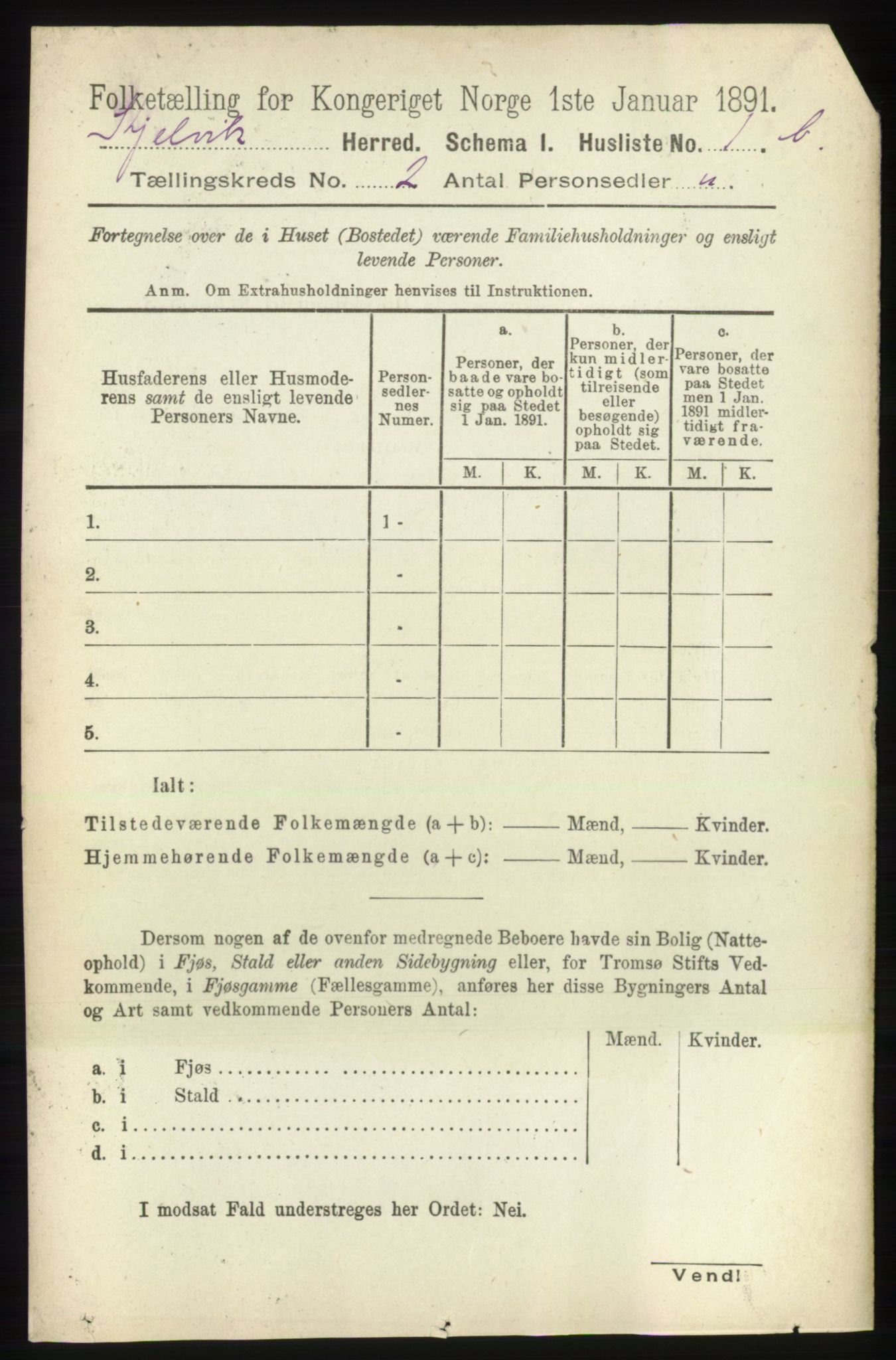 RA, 1891 census for 2019 Kjelvik, 1891, p. 80