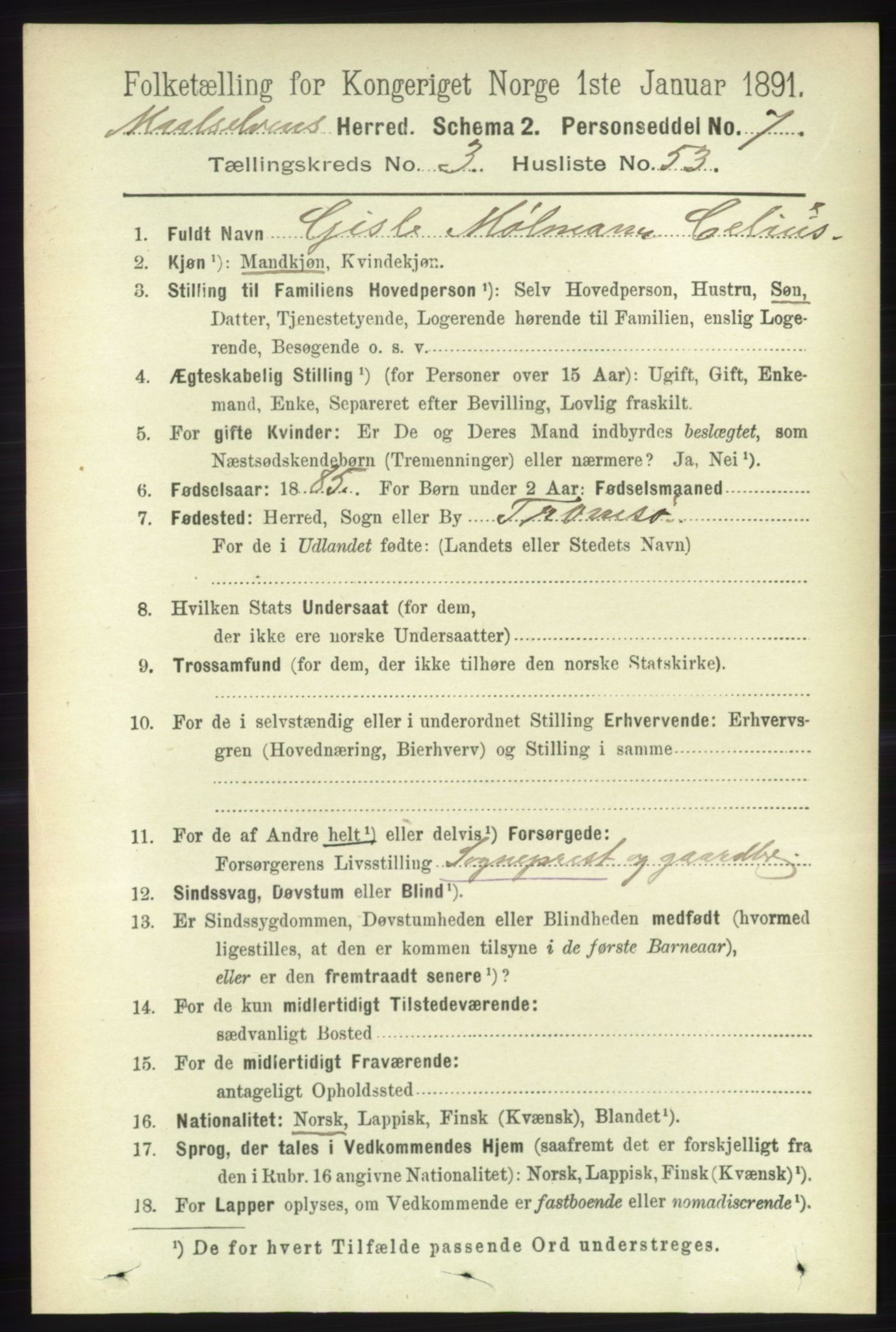RA, 1891 census for 1924 Målselv, 1891, p. 960