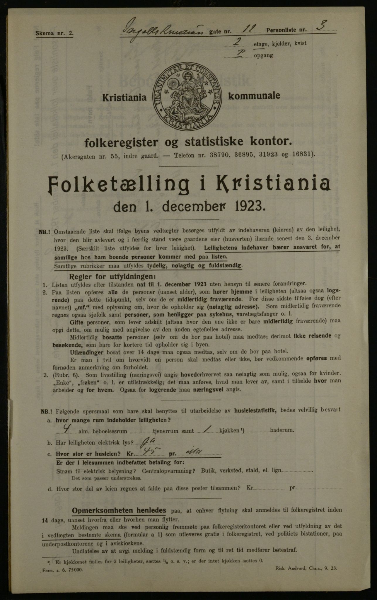 OBA, Municipal Census 1923 for Kristiania, 1923, p. 49068