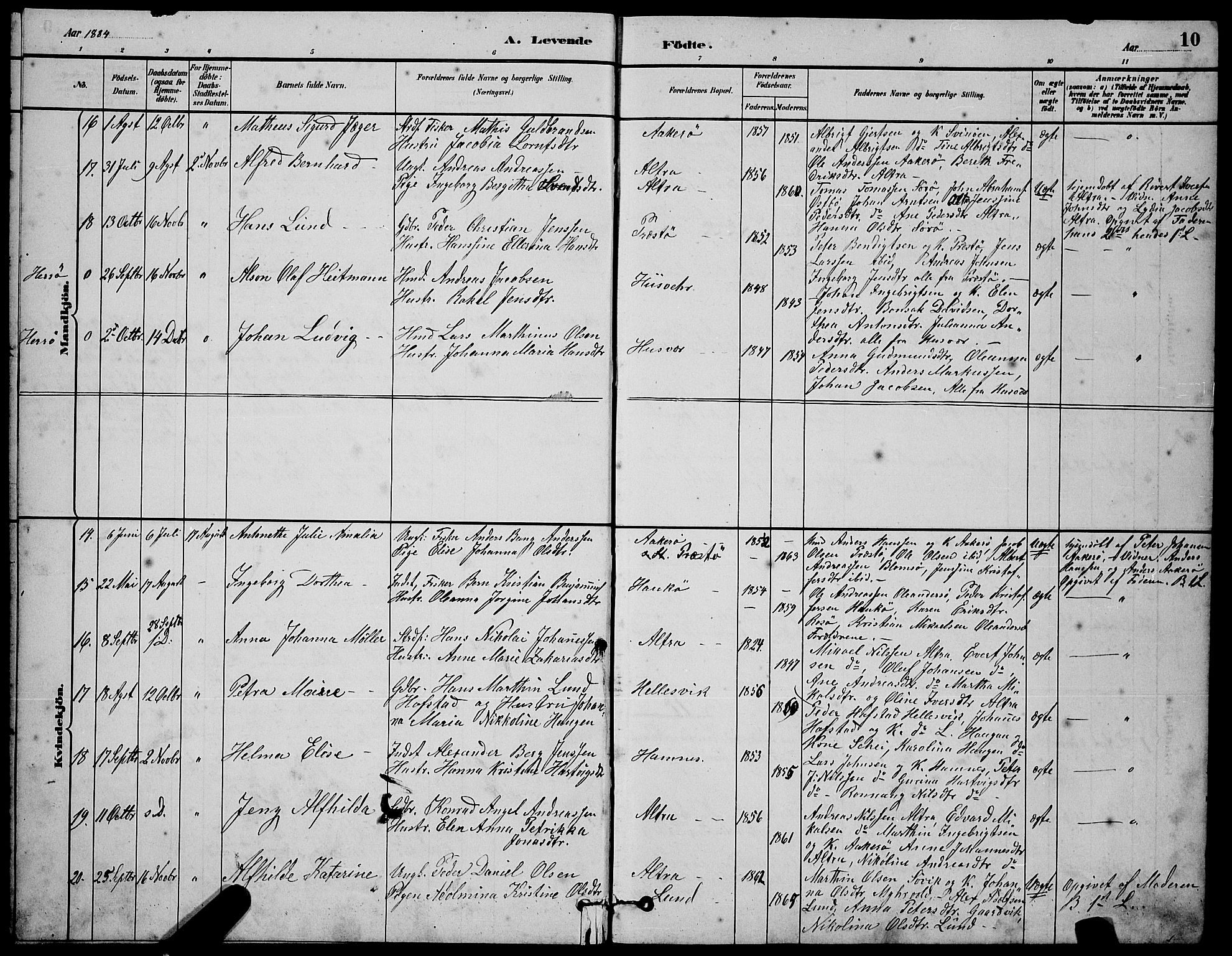 Ministerialprotokoller, klokkerbøker og fødselsregistre - Nordland, AV/SAT-A-1459/830/L0462: Parish register (copy) no. 830C04, 1882-1895, p. 10