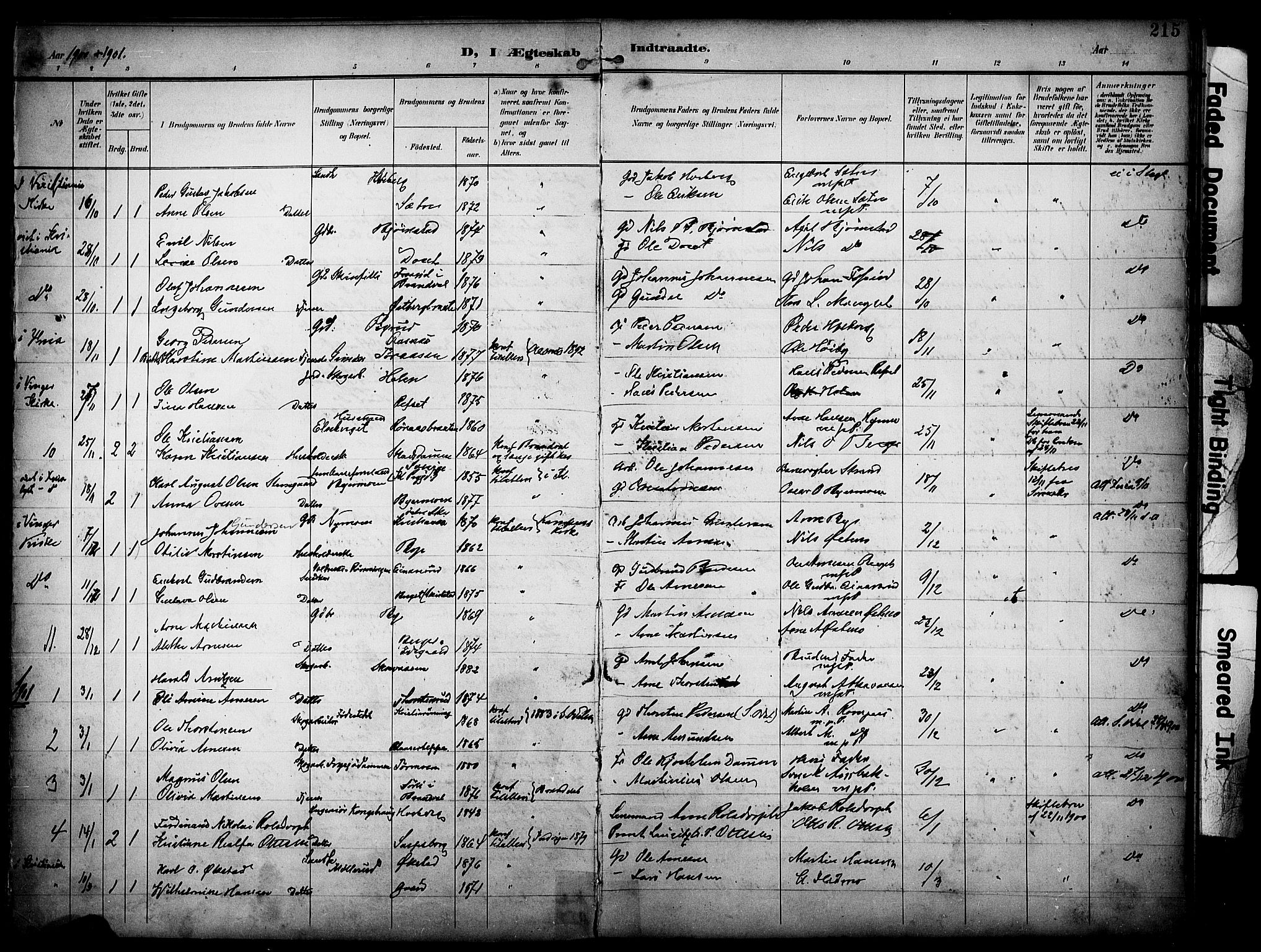 Grue prestekontor, SAH/PREST-036/H/Ha/Haa/L0013: Parish register (official) no. 13, 1898-1910, p. 215