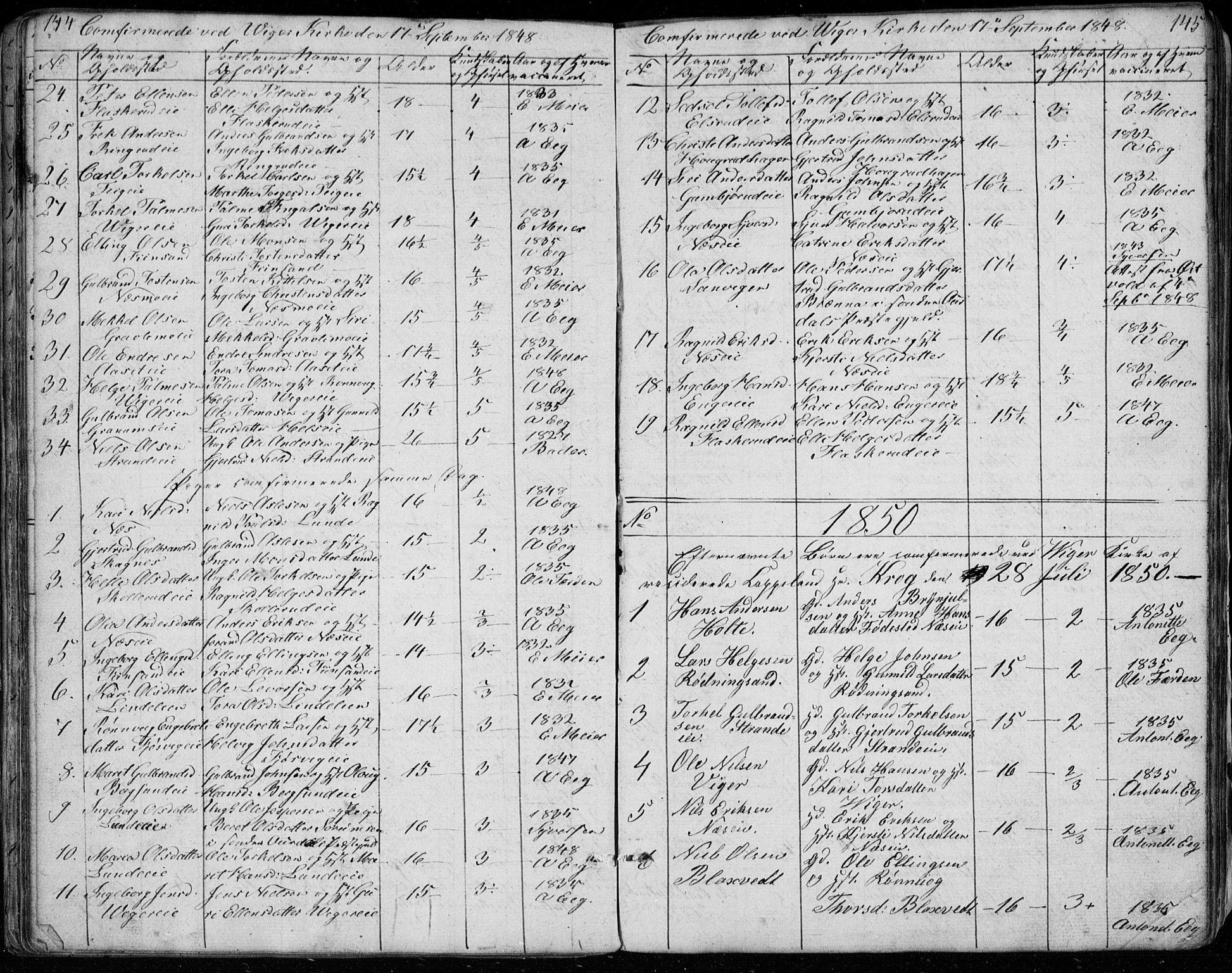 Ådal kirkebøker, SAKO/A-248/G/Ga/L0002: Parish register (copy) no. I 2, 1840-1861, p. 144-145