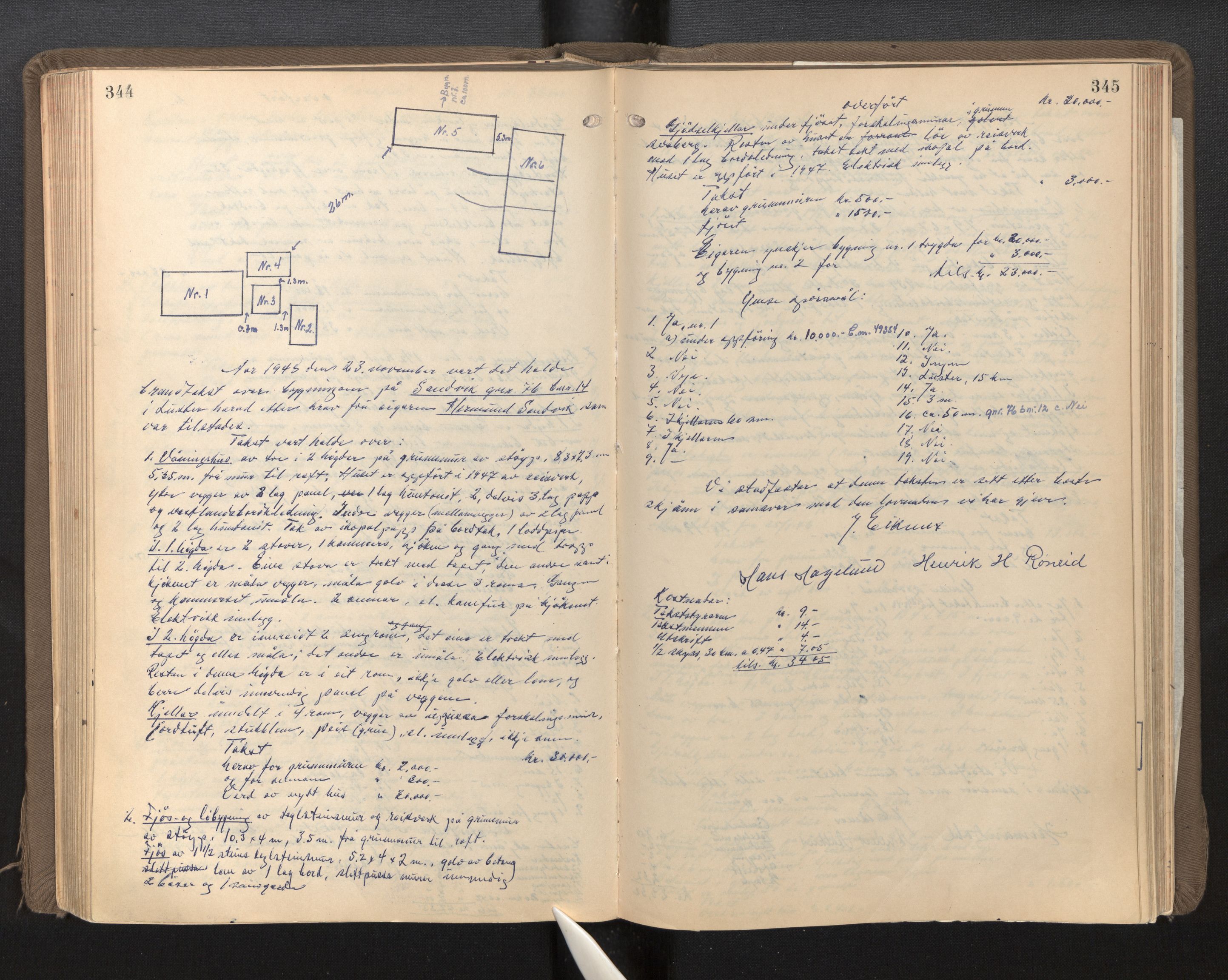 Lensmannen i Luster, AV/SAB-A-29301/0012/L0005: Branntakstprotokoll, 1928-1955, p. 344-345