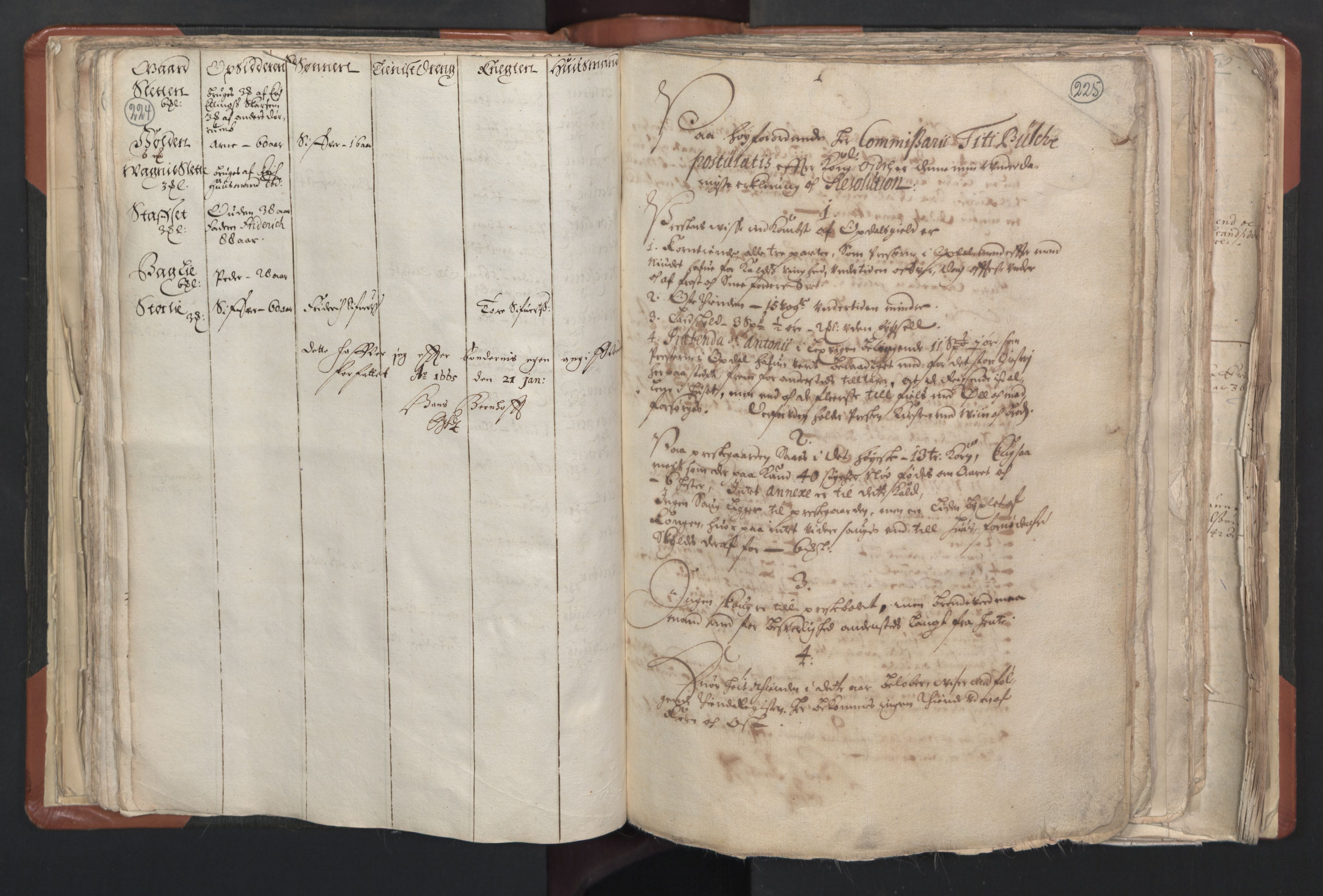 RA, Vicar's Census 1664-1666, no. 31: Dalane deanery, 1664-1666, p. 224-225