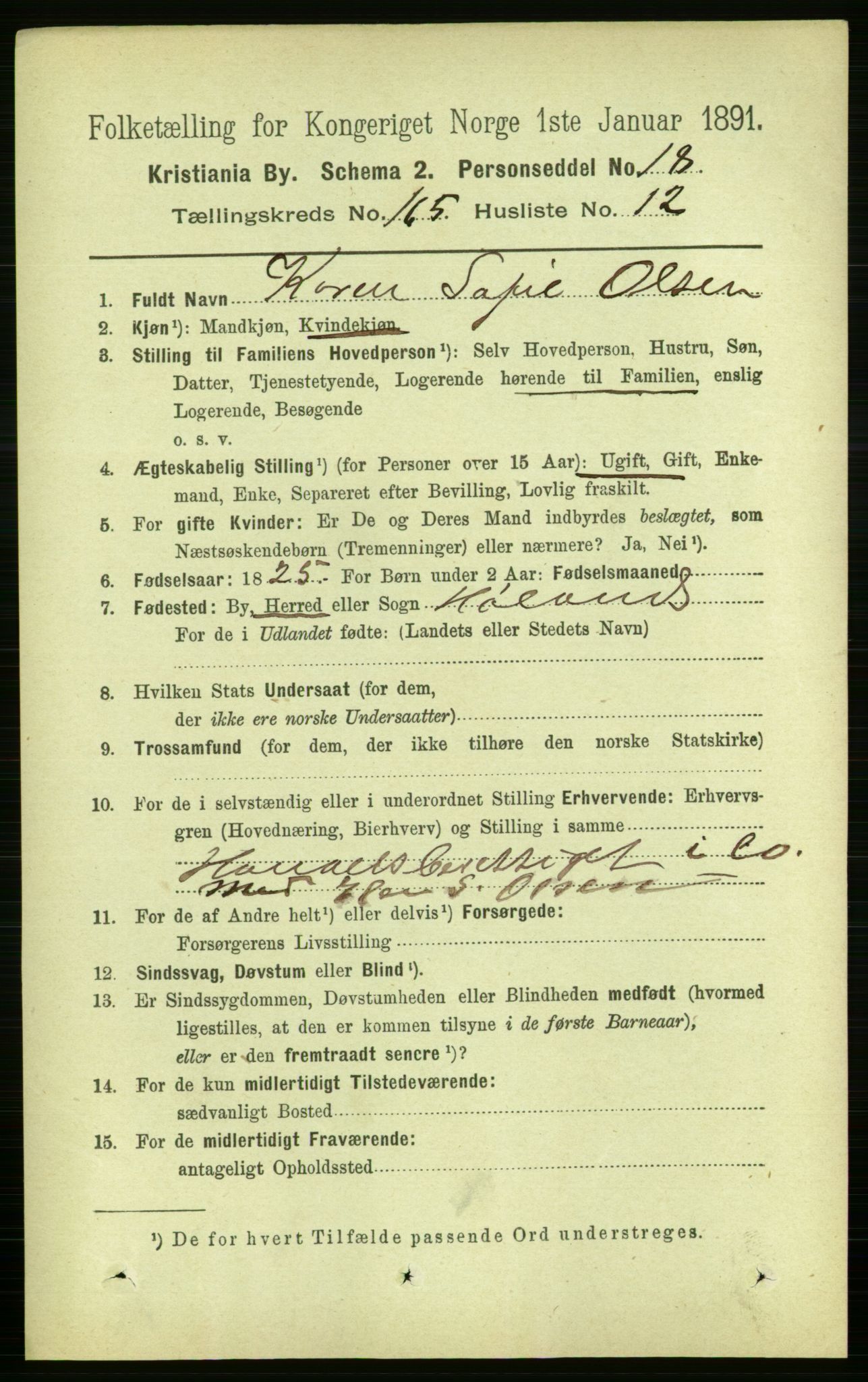 RA, 1891 census for 0301 Kristiania, 1891, p. 95660