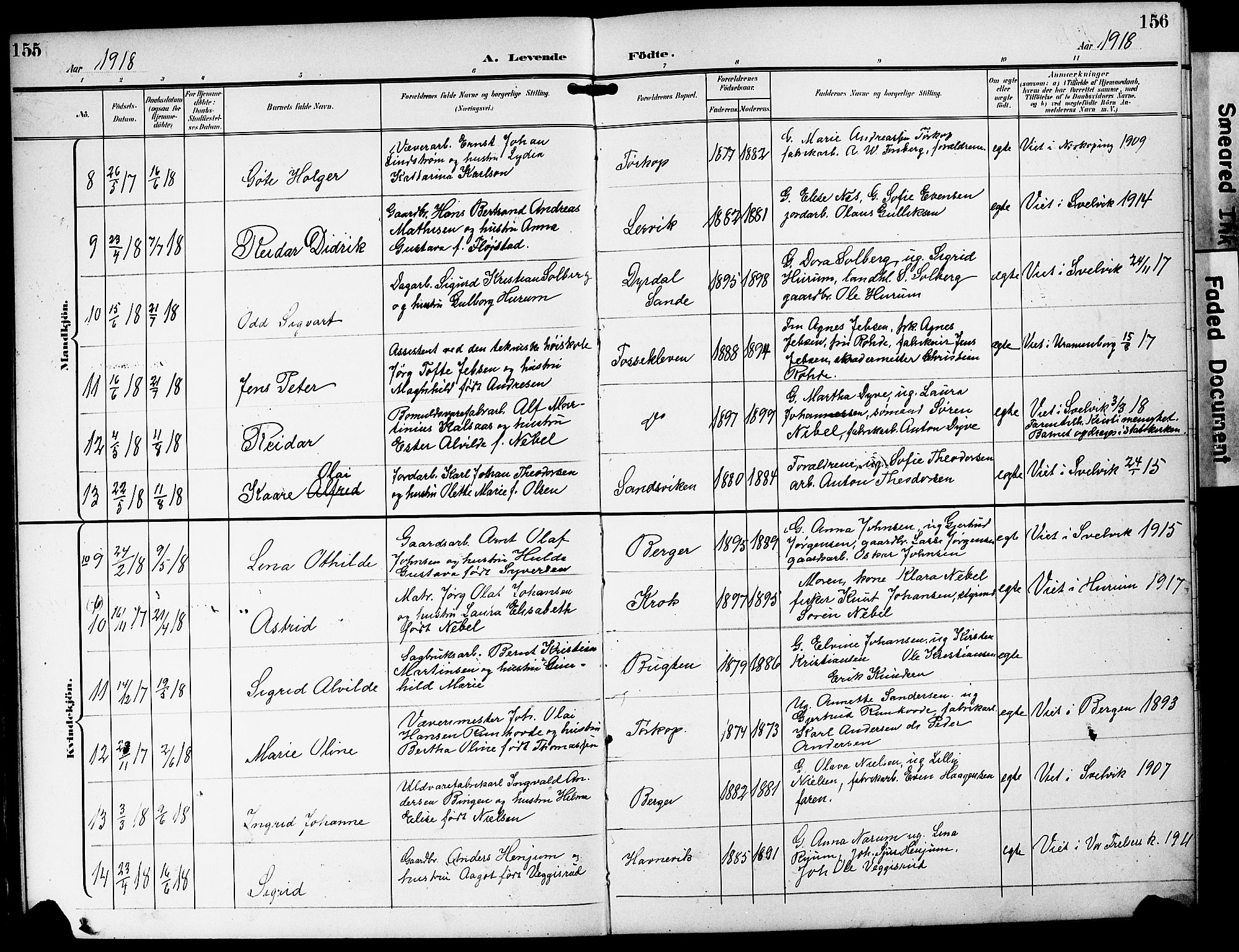 Strømm kirkebøker, AV/SAKO-A-322/G/Ga/L0004: Parish register (copy) no. I 4, 1897-1927, p. 155-156