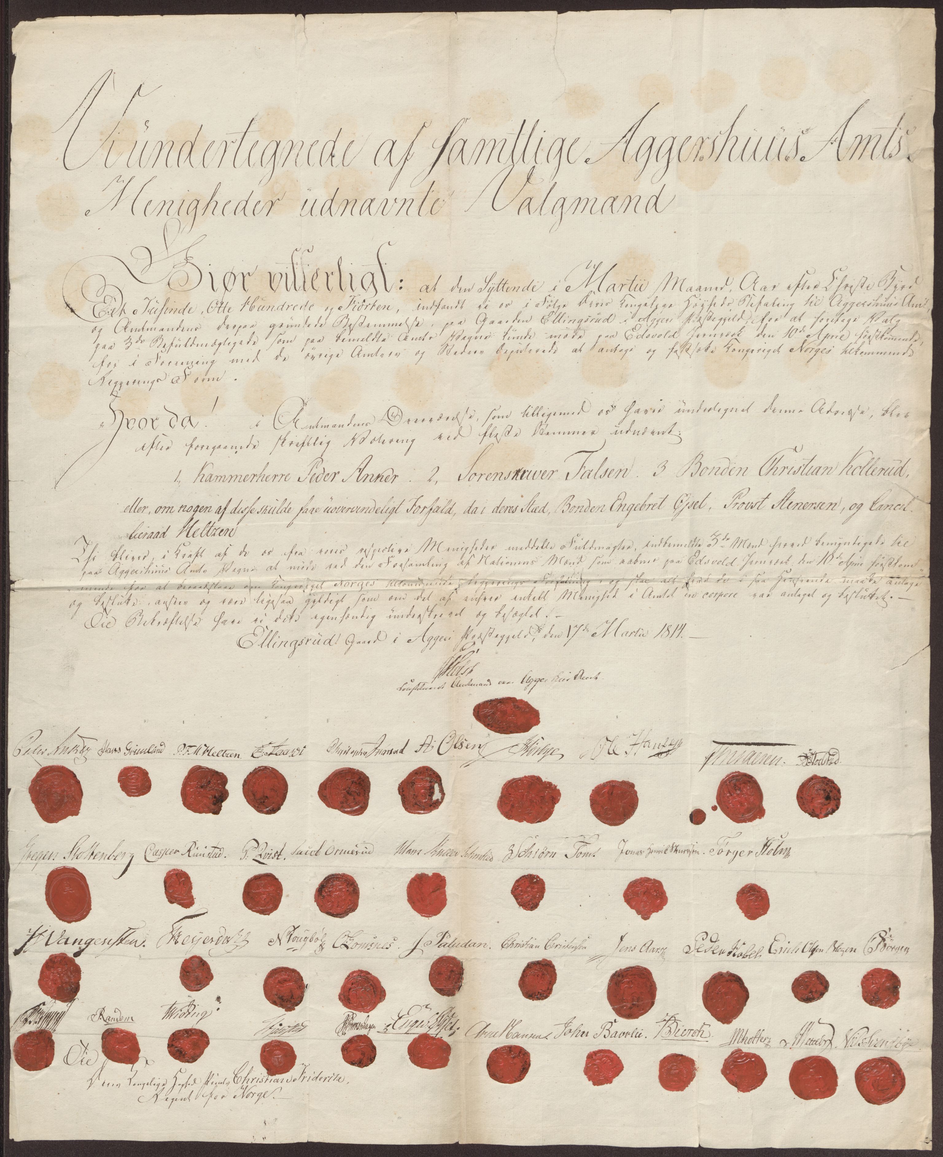 Statsrådssekretariatet, RA/S-1001/D/Db/L0007: Fullmakter for Eidsvollsrepresentantene i 1814. , 1814, p. 172